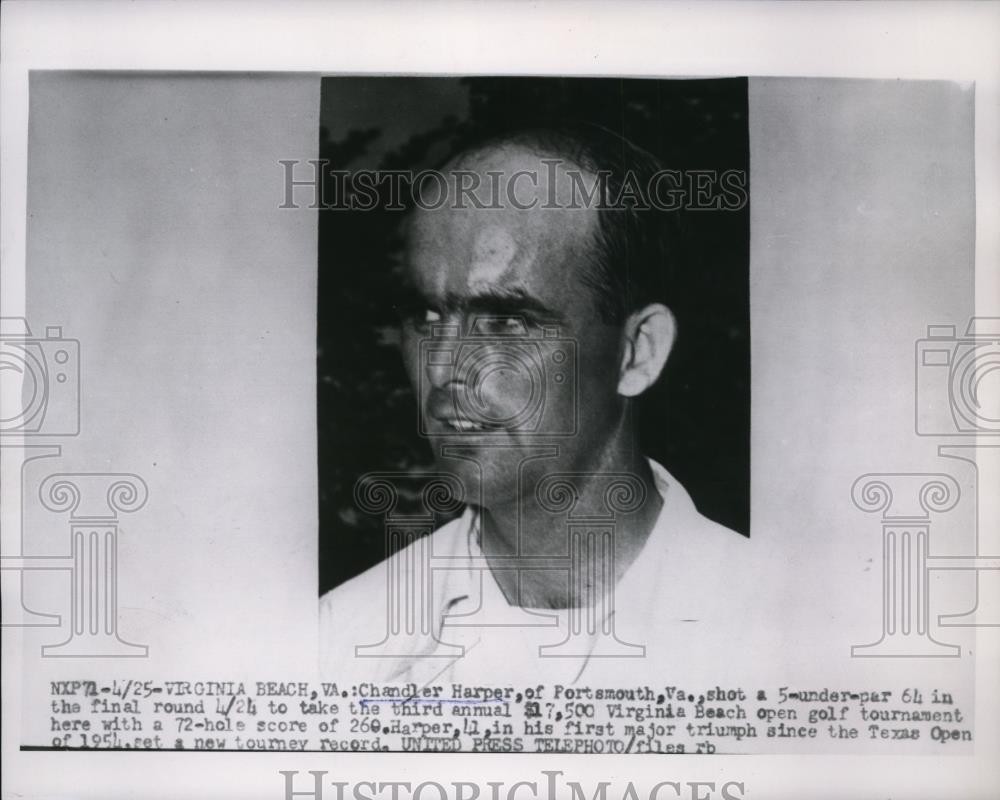 1955 Press Photo Chandler Harper at Virgina Beach Open in Virginia - net29618 1955 Press Photo Chandler Harper at Virgina Beach Open in Virginia - net29618