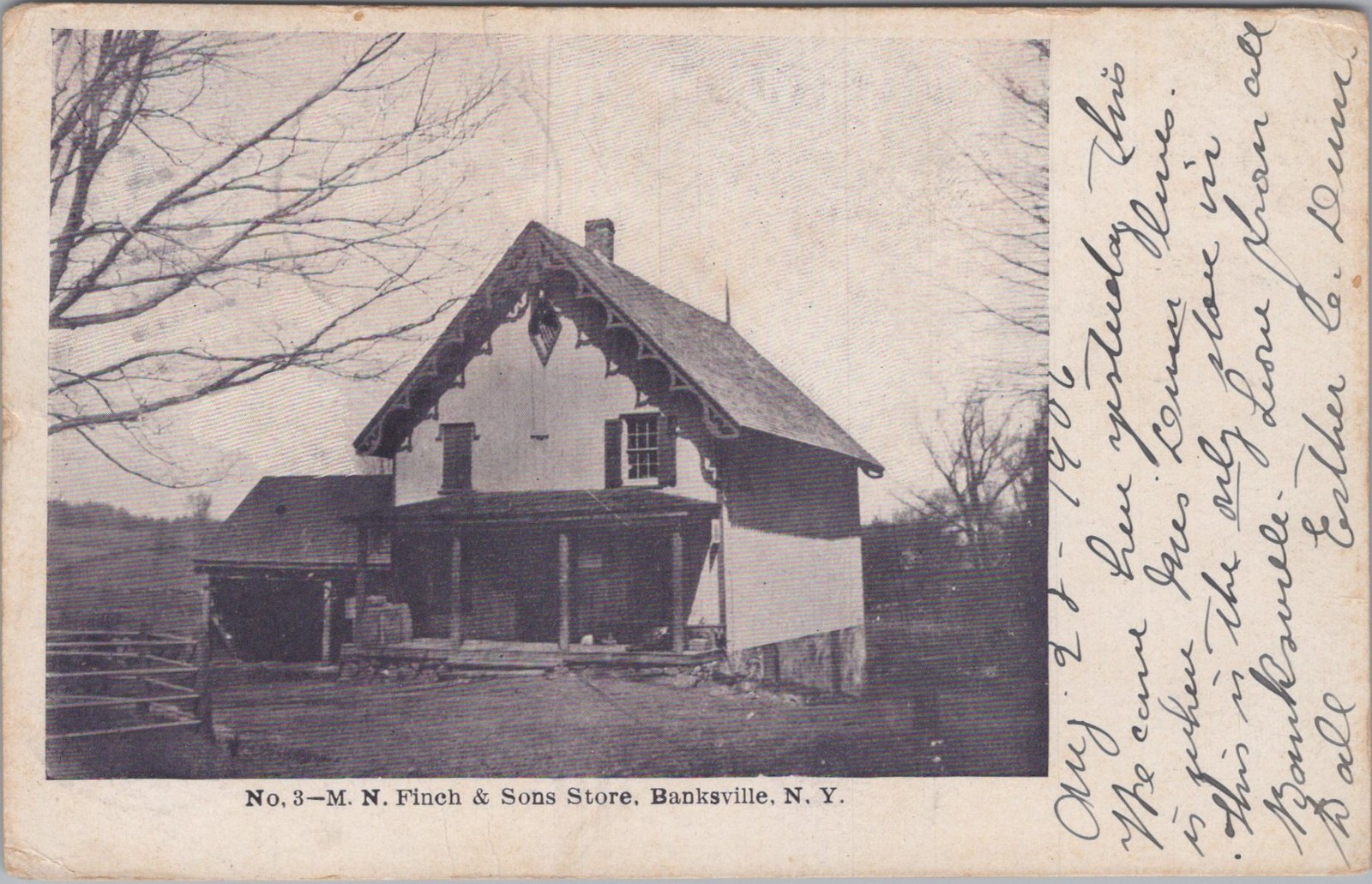 MN Finch & Sons Store Banksville New York NY 1906 Storefront Postcard