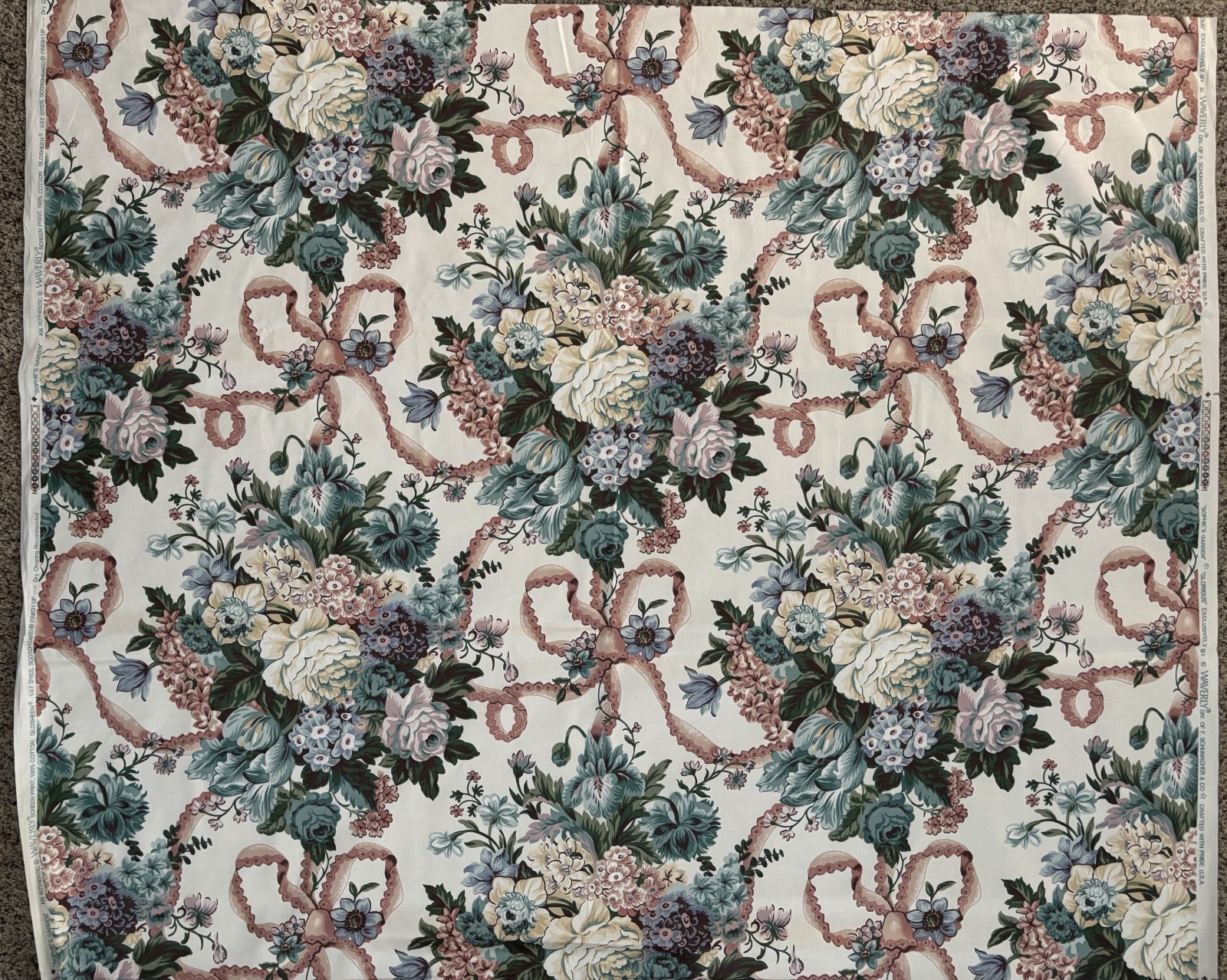 Vintage WAVERLY fabric SOPHIE\'S GARDEN GLORIOUS Glosheen Schumacher 6.60 yards
