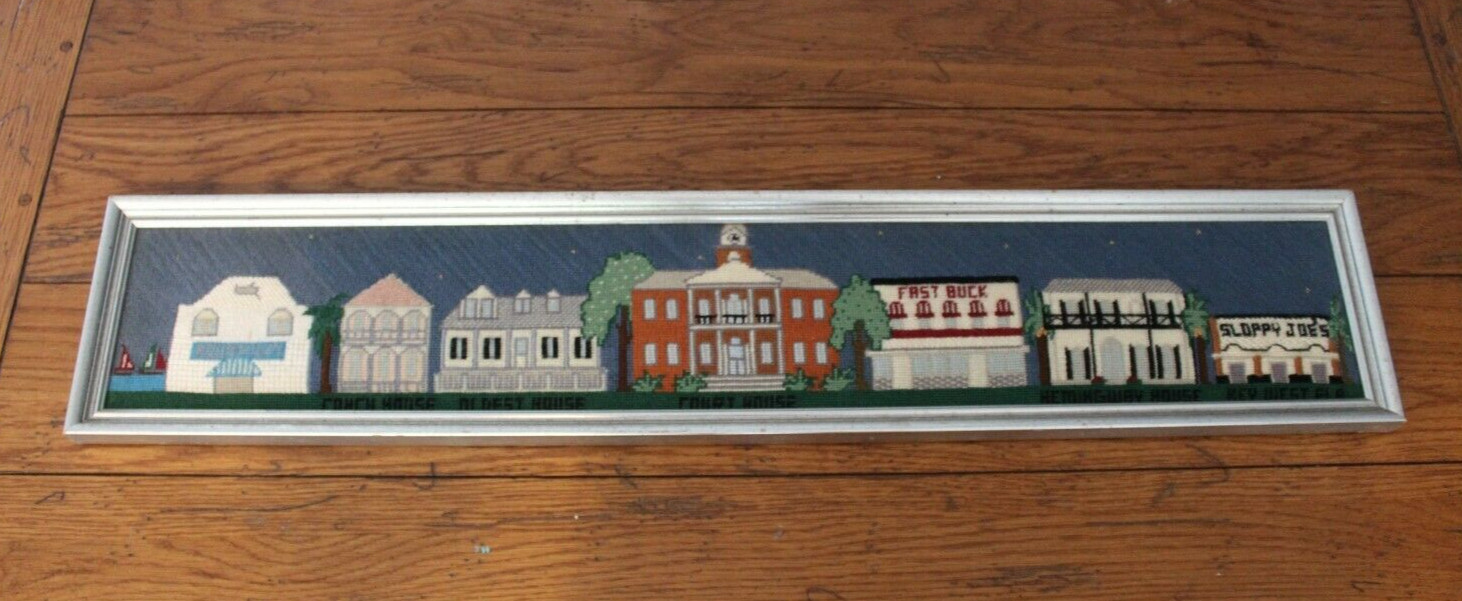 Vintage Unique Key West Historic Landmarks Needlepoint 33x6.5 Vintage Unique Key West Historic Landmarks Needlepoint 33x6.5