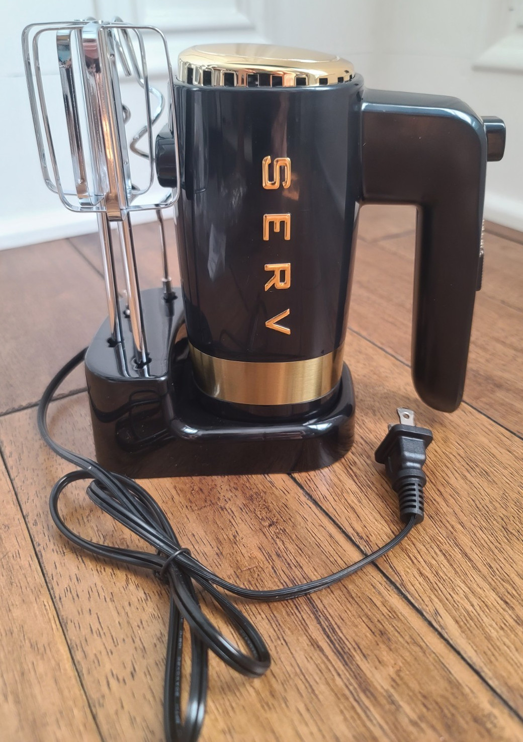 New Servappetit Black 50s Retro Style Hand Mixer 2 Beaters & 2 Dough Hooks
