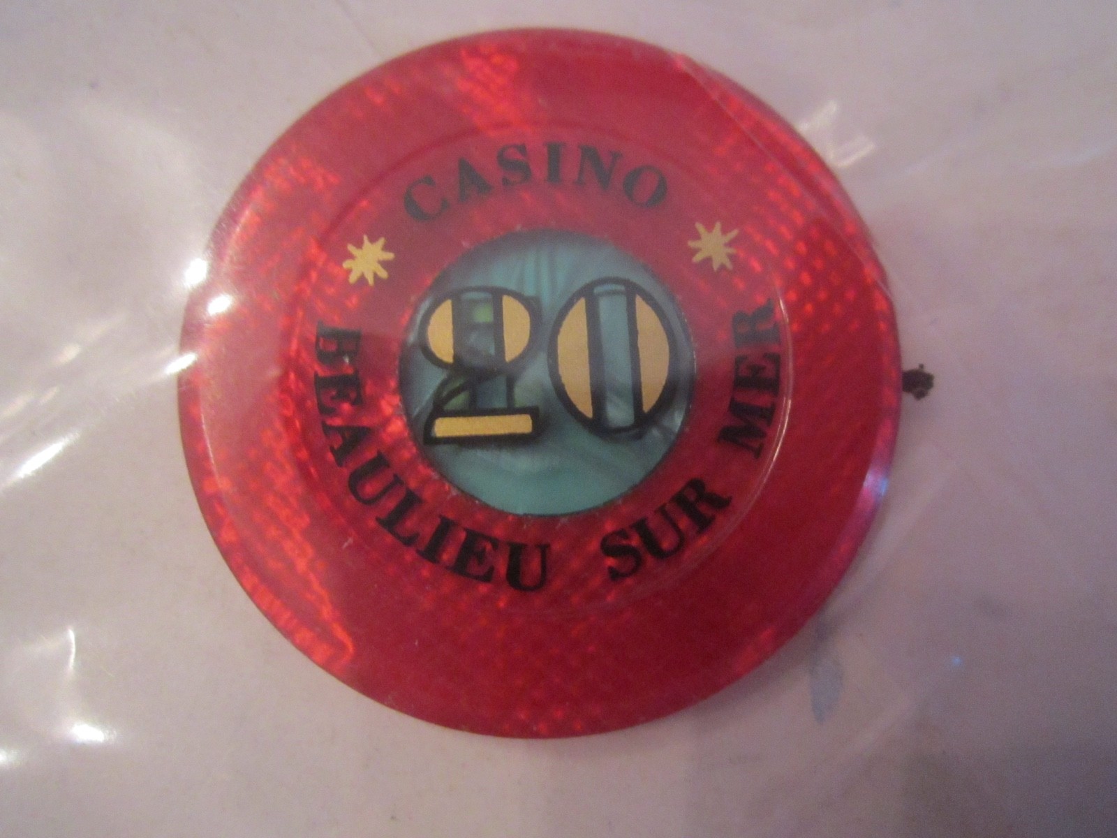 VINTAGE BEAULIEU SUR MER CASINO CHIP - 20 FRANCS 