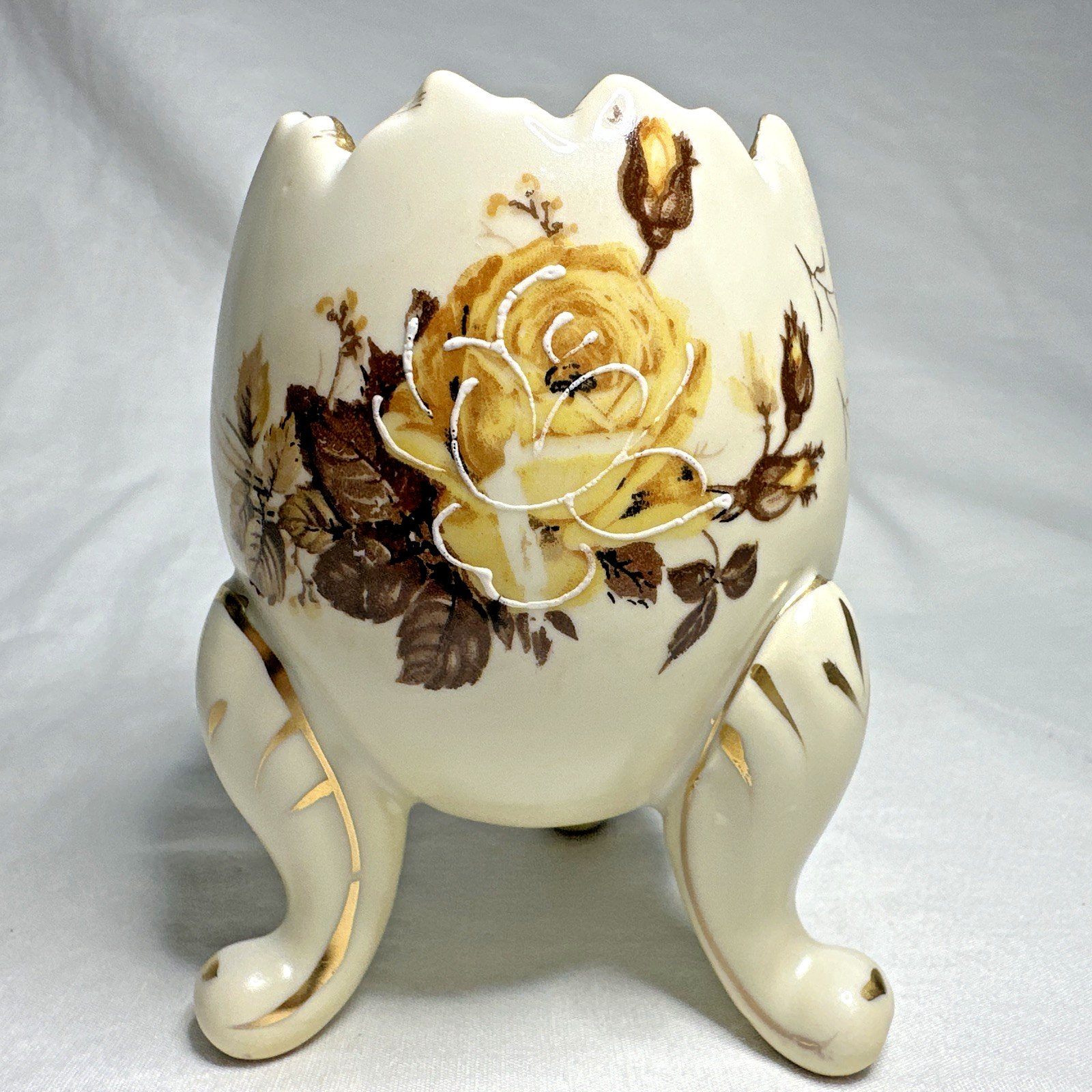 1960\'s Yellow Rose Egg Vase 4\