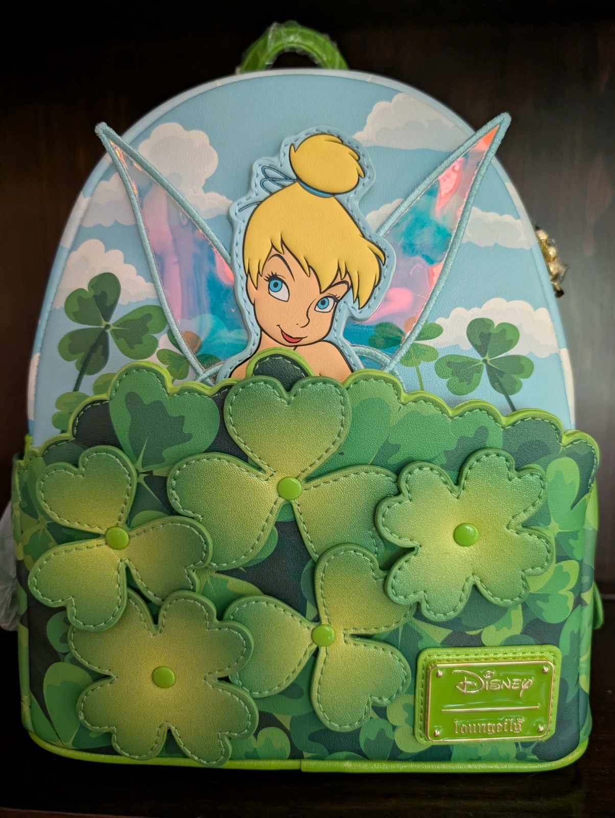 Loungefly Disney TINKER BELL 3D Clover Mini Backpack Exclusive RARE Loungefly Disney TINKER BELL 3D Clover Mini Backpack Exclusive RARE