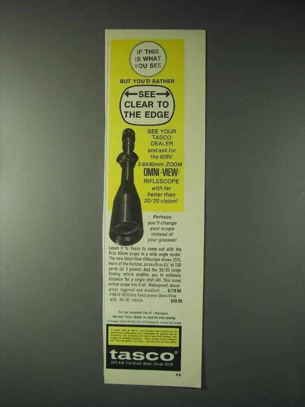 1973 Tasco 628V Omni-View Riflescope Ad - See Clear 1973 Tasco 628V Omni-View Riflescope Ad - See Clear