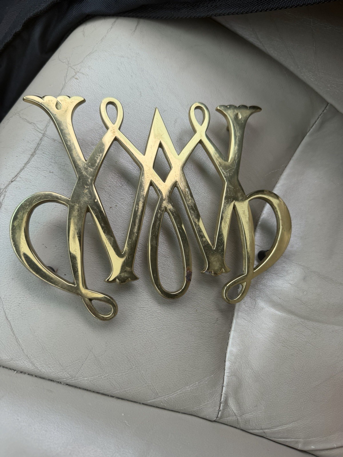 Vintage Brass Williamsburg William & Mary Cypher Trivet -Virginia Metalcrafters