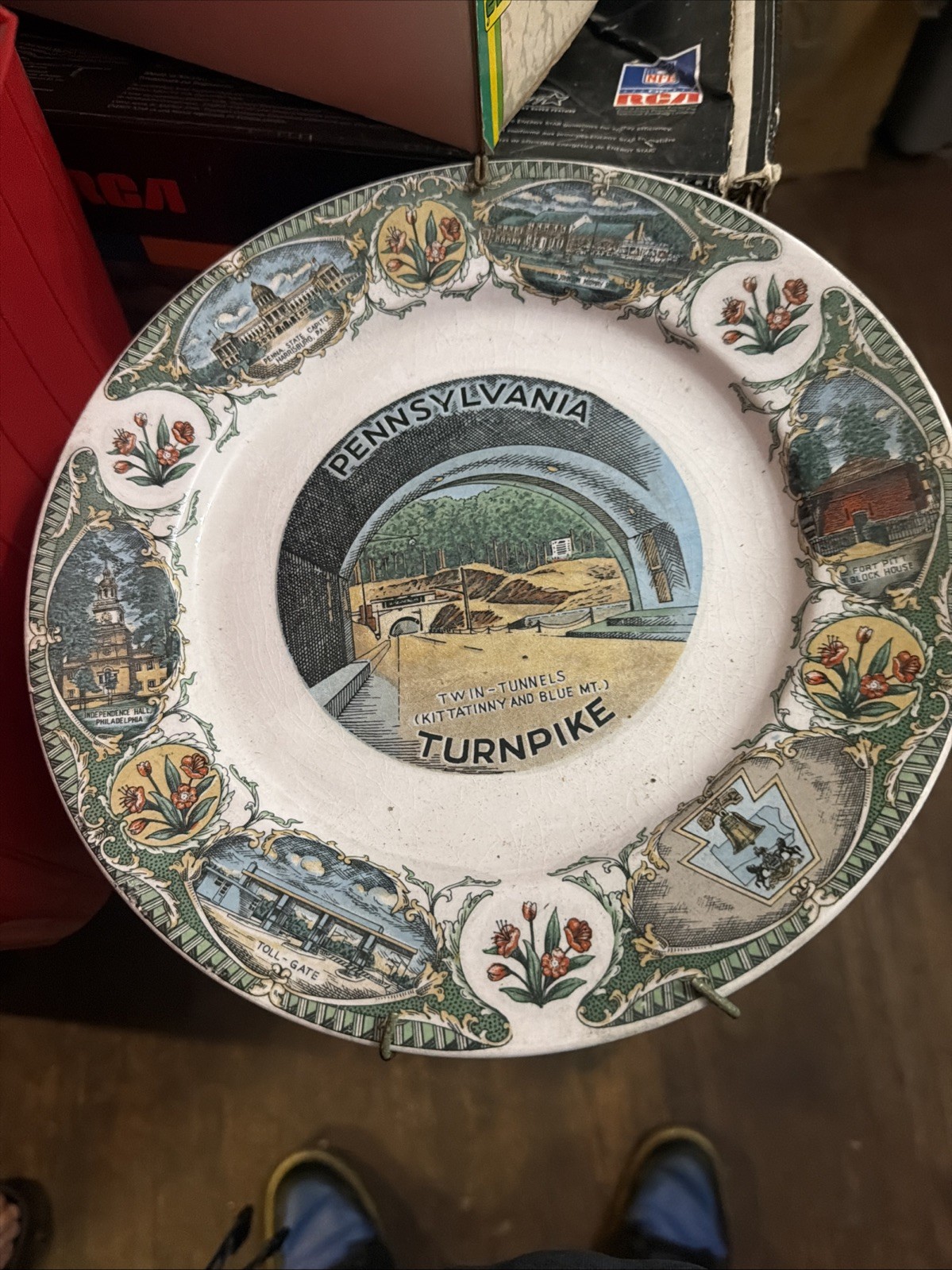 vintage mid-century Pennsylvania Turnpike souvenir collector plate vintage mid-century Pennsylvania Turnpike souvenir collector plate