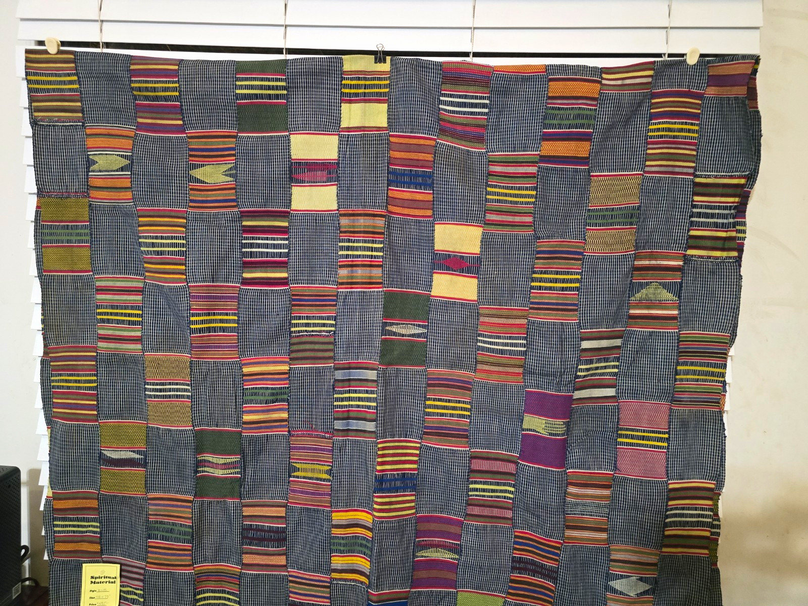 Authentic Vintage Ewe Kente Cloth Ghana Handwoven African Textile Art  Grey