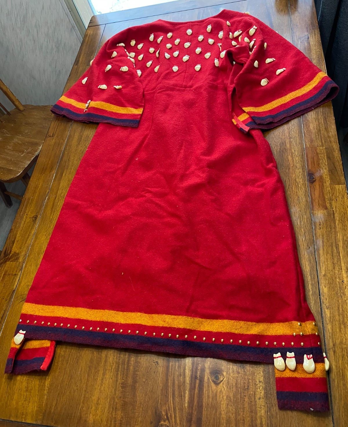 RARE Vintage Native American Indian Woman's Red Wool Elks Tooth Ghost Dress RARE Vintage Native American Indian Woman's Red Wool Elks Tooth Ghost Dress