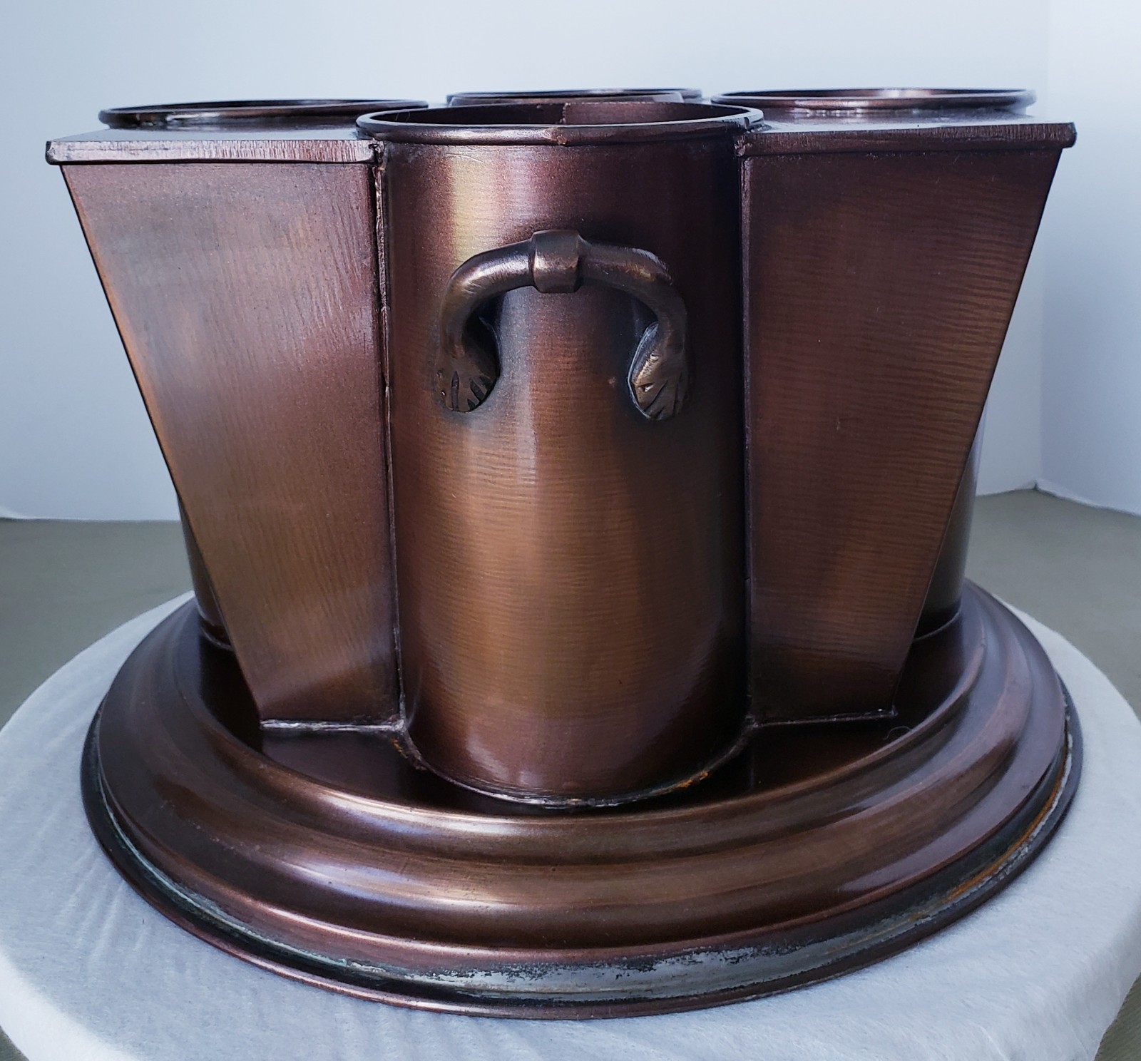 Vintage ODI Wine Chiller 4 Bottle Cooler Art Deco Style India Copper & Brass ?