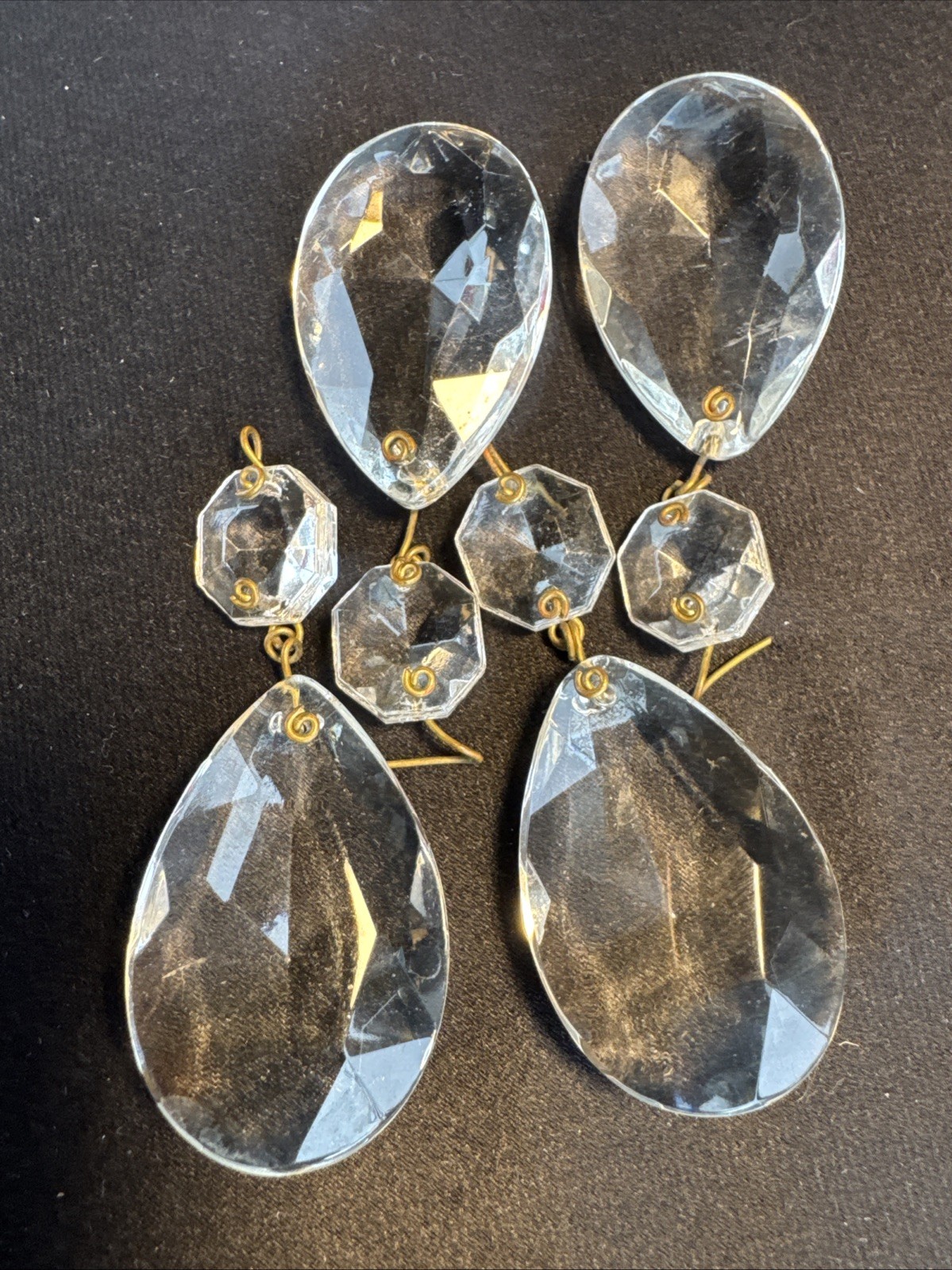 4 Crystal Glass Vintage Tear Drop Lamp Chandelier Prisms 2\