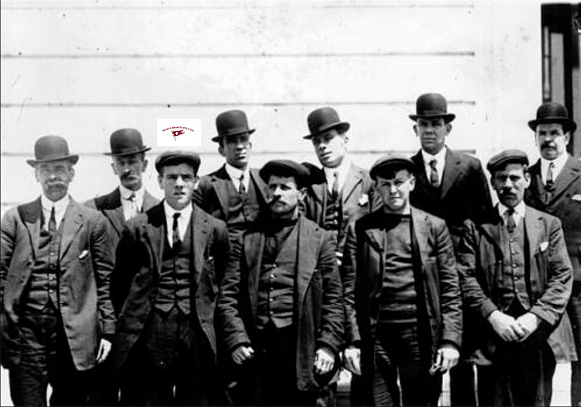 FREDERICK FLEET TITANIC LOOKOUT & SURVIVORS ARRIVE AT INQUEST HQ PHOTO REPRINT