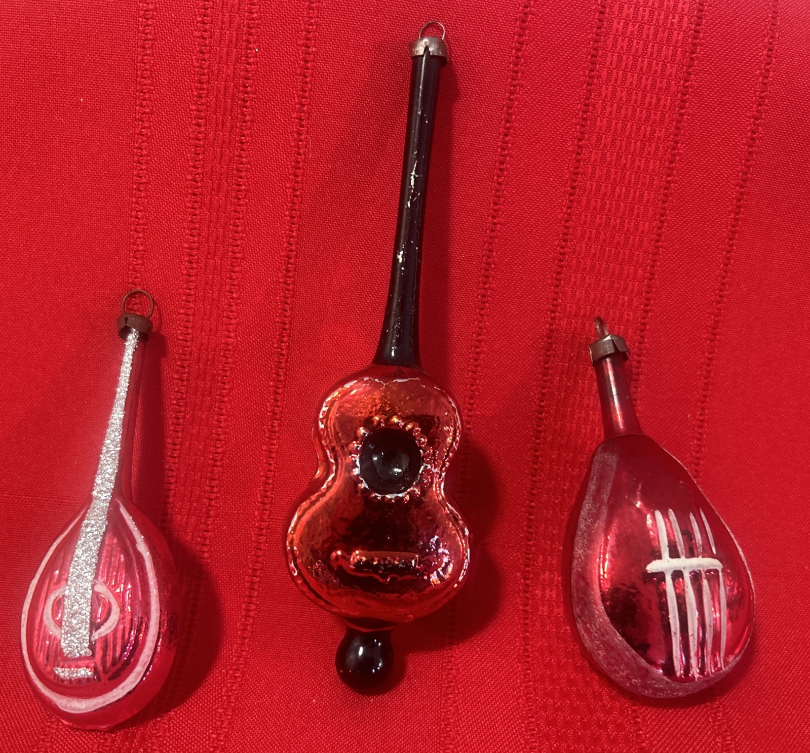 Vintage Musical Instruments West Germany Christmas Ornaments Lot of 3