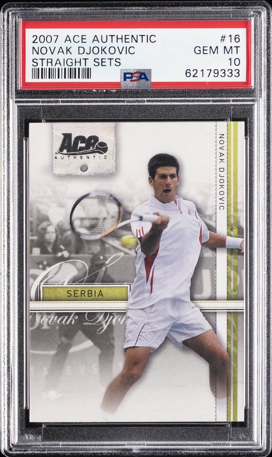 2007 ACE AUTHENTIC STRAIGHT SETS #16 NOVAK DJOKOVIC PSA 10