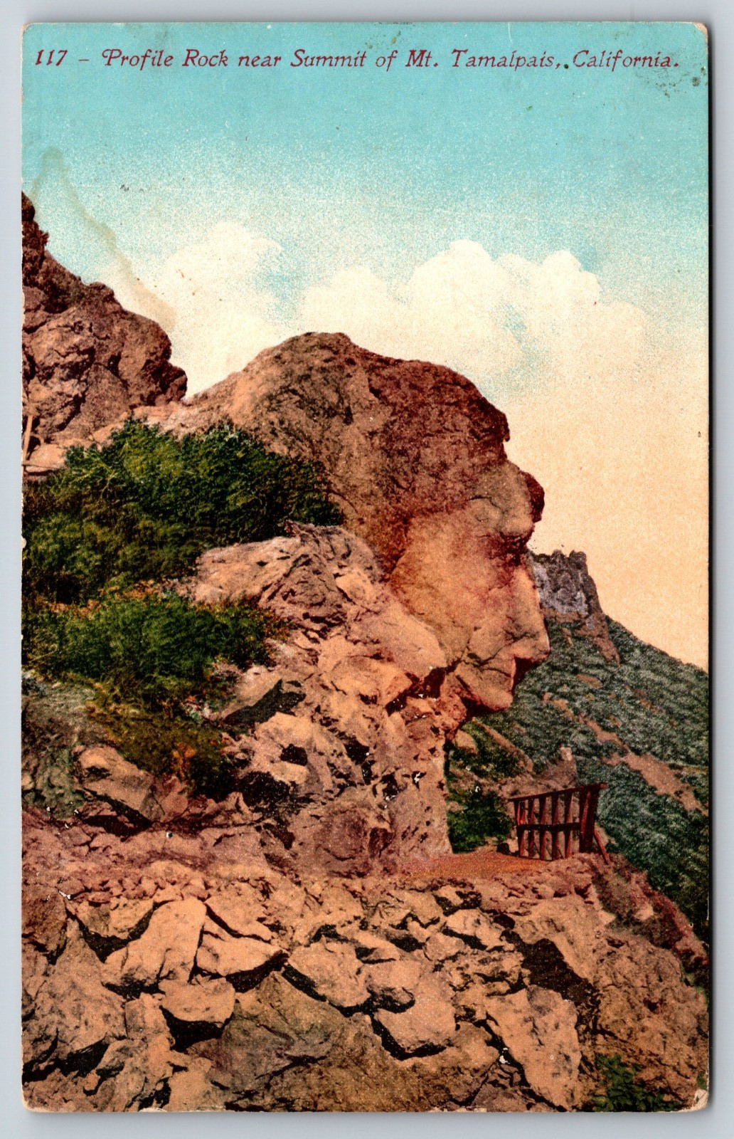 Year 1912, Profile Rock near Summit of Mt. Tamalpais, CA, Vintage Postcard Year 1912, Profile Rock near Summit of Mt. Tamalpais, CA, Vintage Postcard
