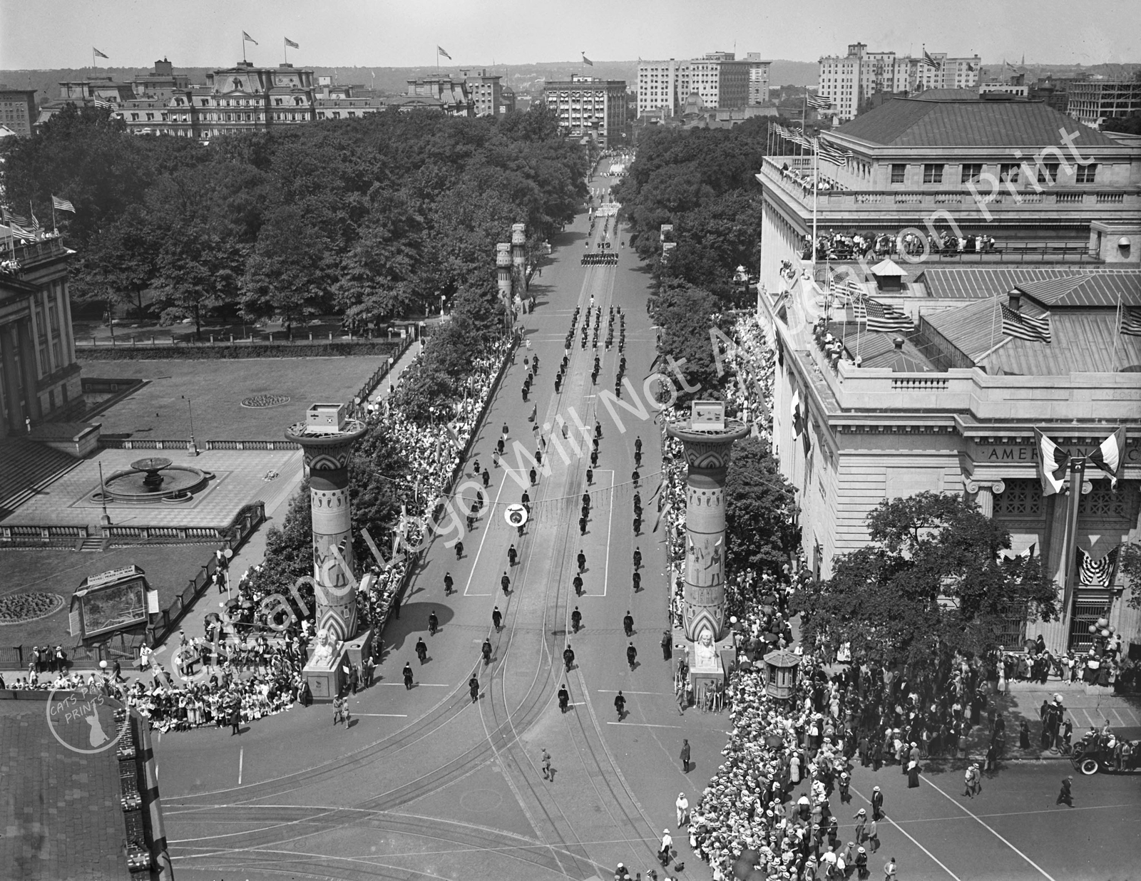 1923 Aerial View of a Parade, Washington, DC Vintage Old Photo Reprint 1923 Aerial View of a Parade, Washington, DC Vintage Old Photo Reprint