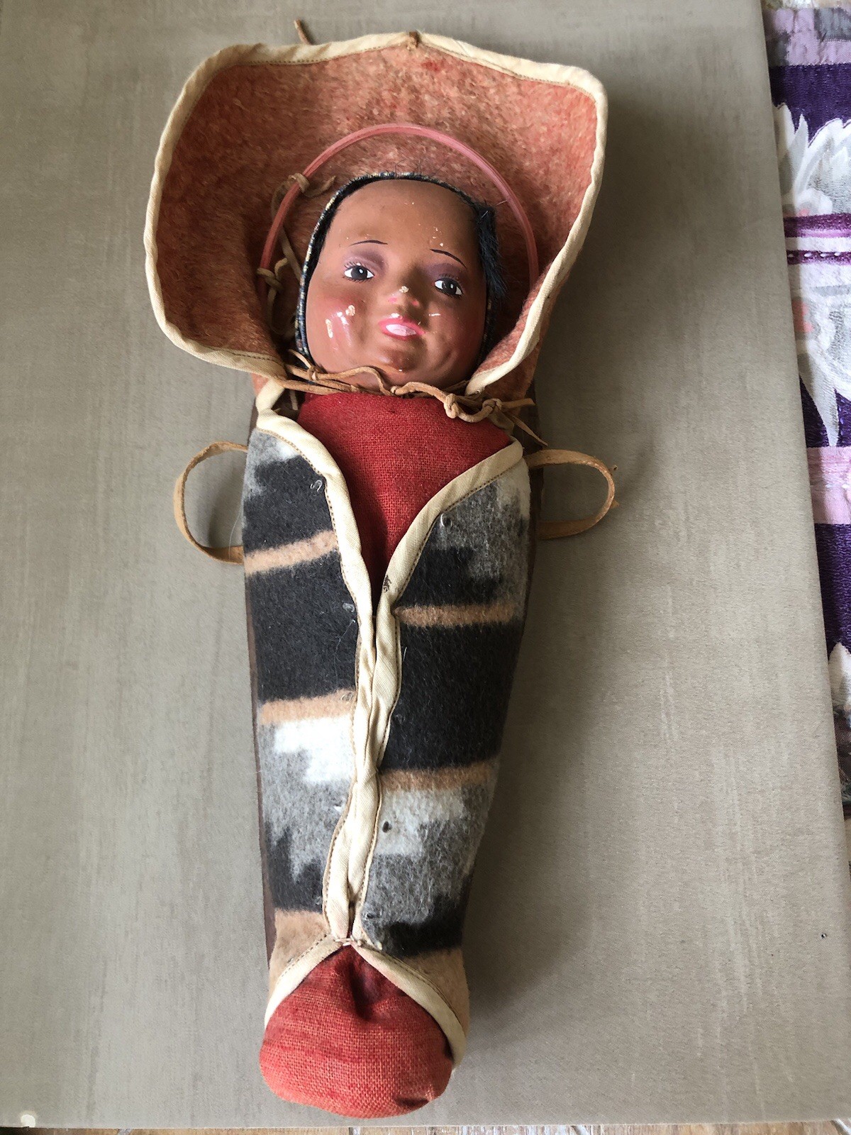 Skookum 1918 Antique Native American G.F. Gillespie handmade Doll in Papoose