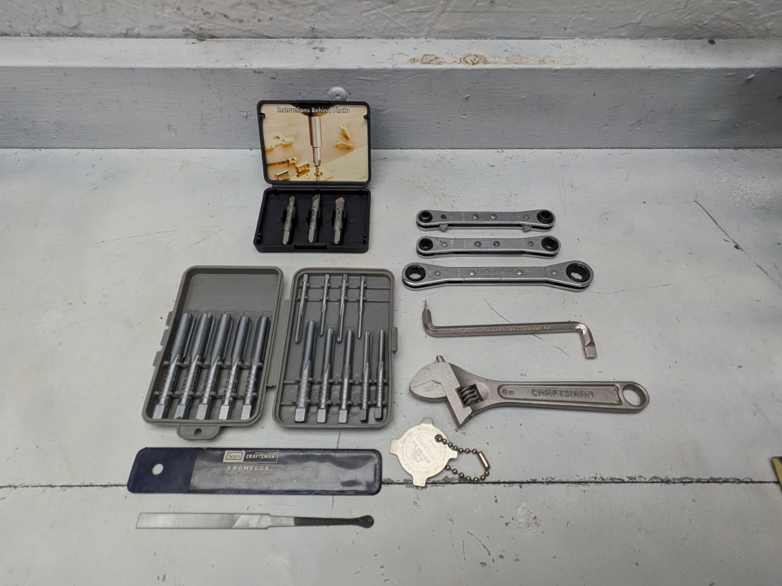 NOS VINTAGE CRAFTSMAN TOOLS METRIC TAP SET, RATCHETING BOX END WRENCHES, USA MAD