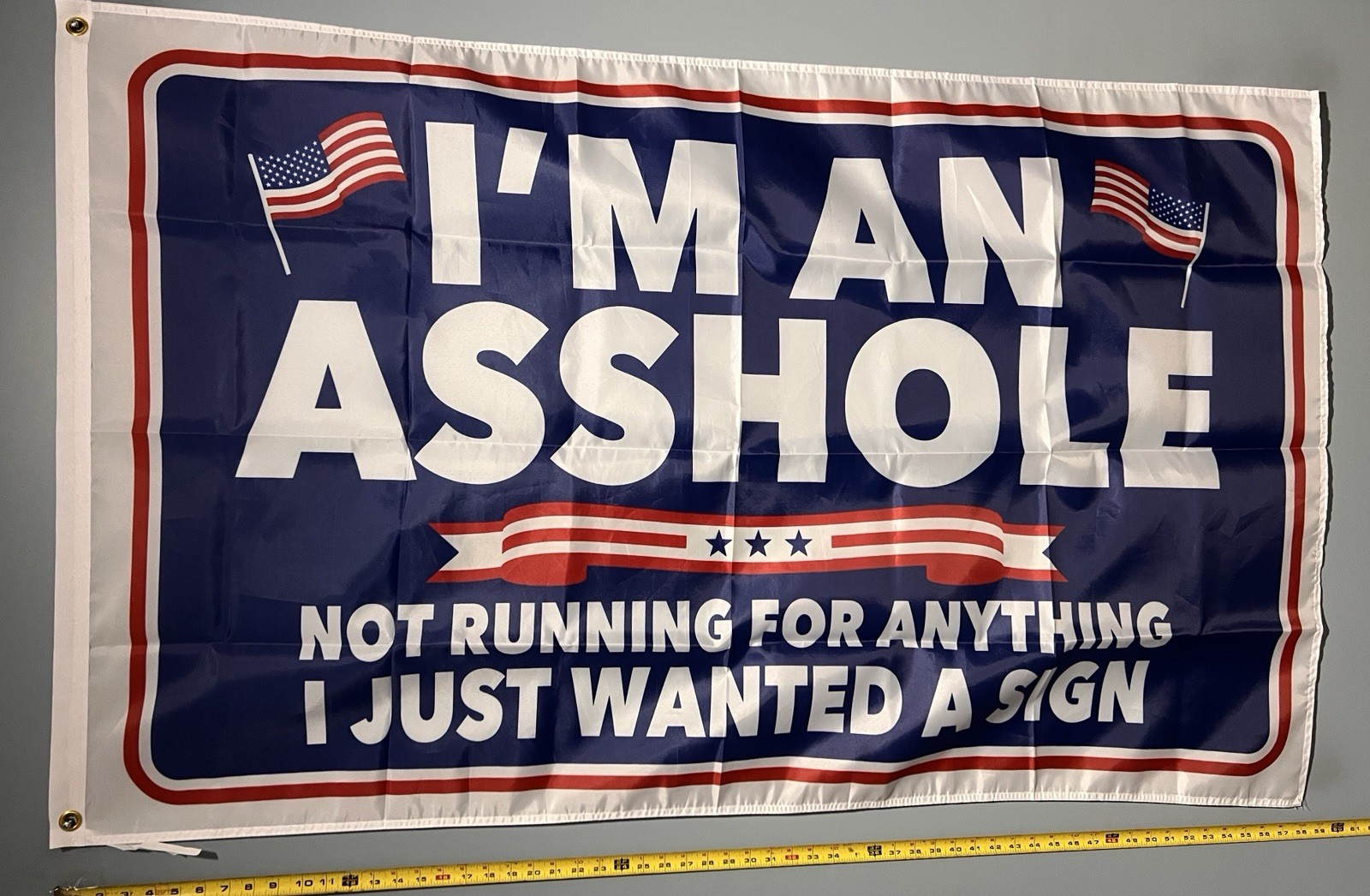 I’m An A**Hole FLAG FREE USA SHIP Not Running For Anything Election Sign 3x5\'