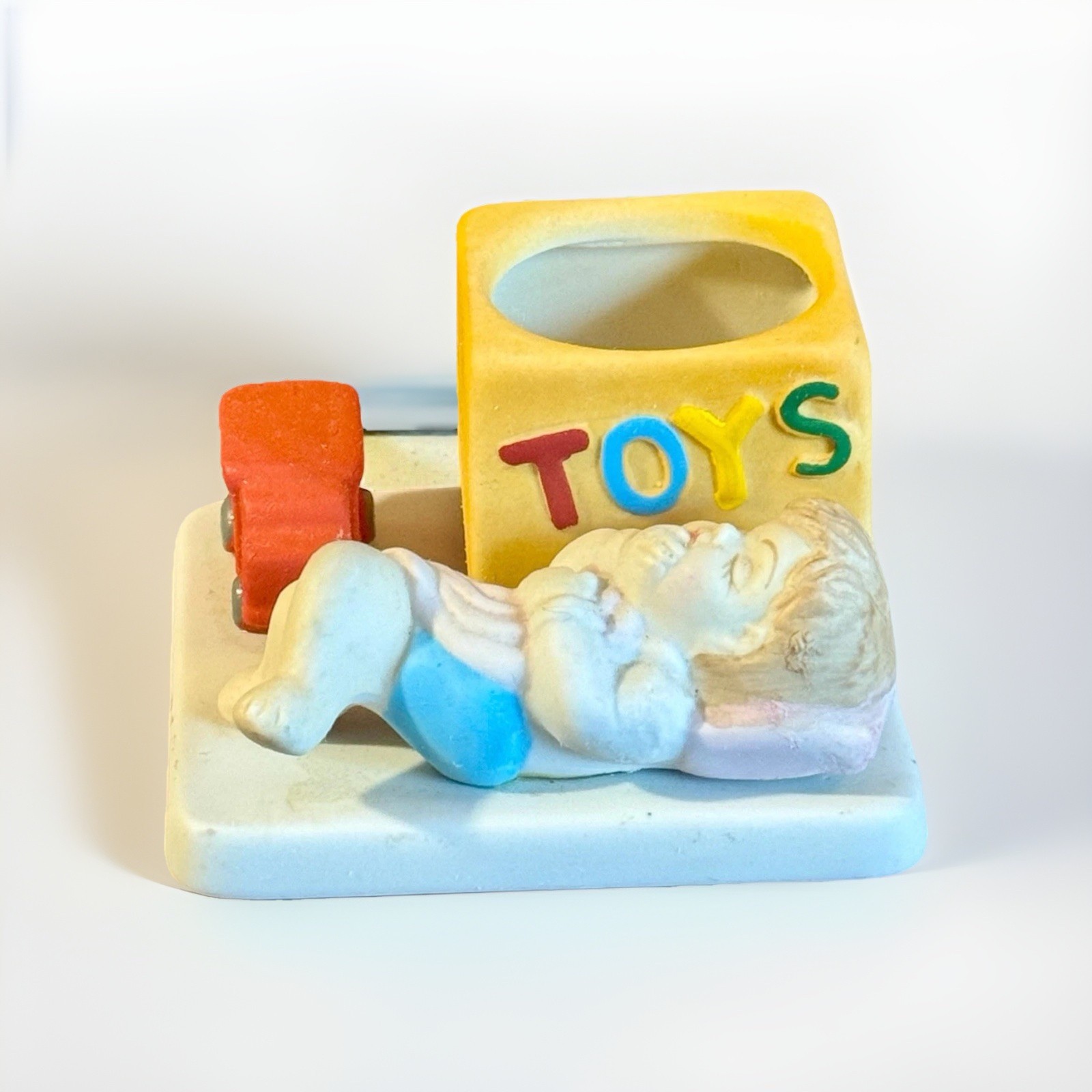 Vintage 1986 Ellen Ashton Baby Block Candle Holder Figurine Pastel Nursery Toys Vintage 1986 Ellen Ashton Baby Block Candle Holder Figurine Pastel Nursery Toys