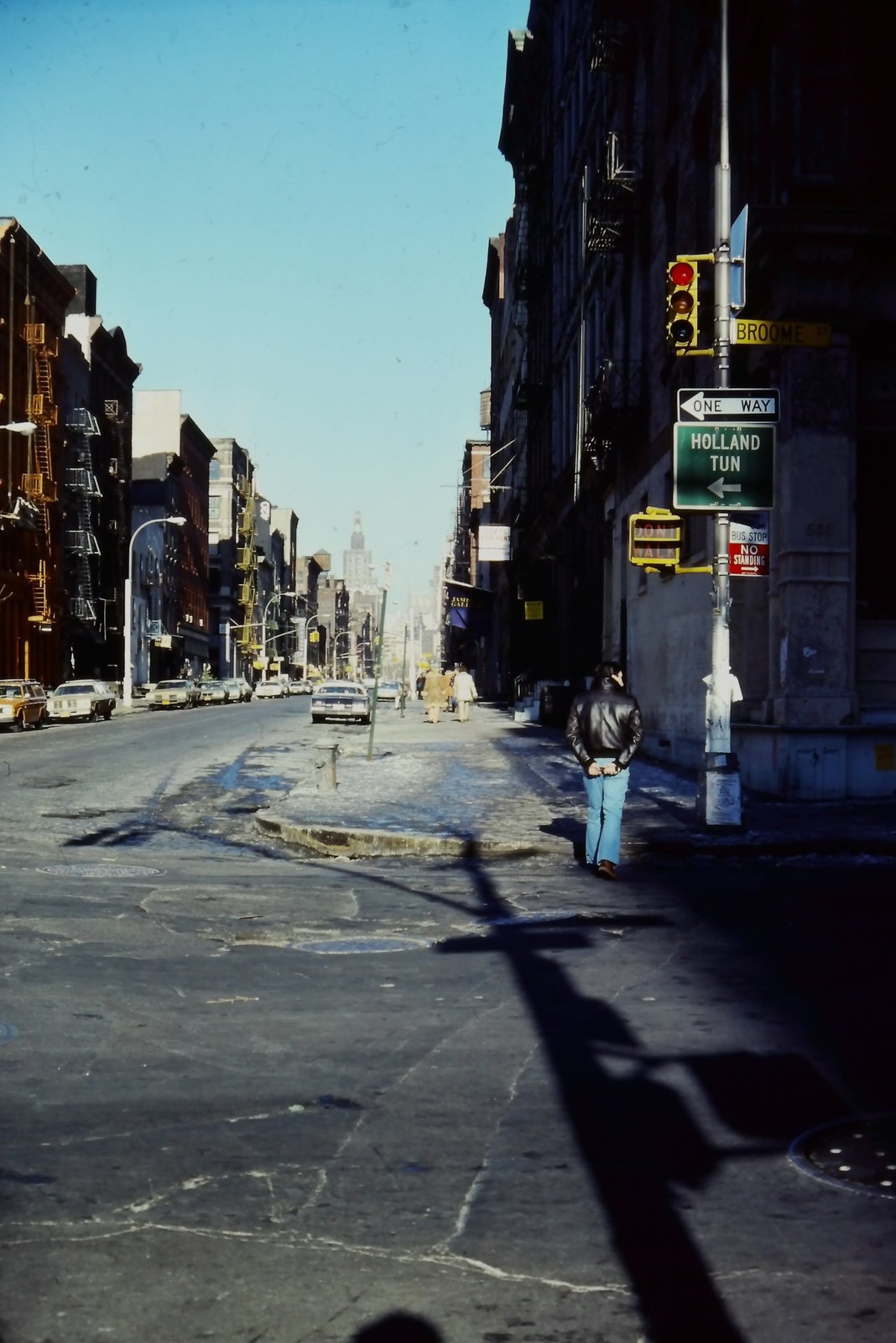 c1970\'s Kodachrome 35mm Slide, Broome Street Holland Tunnel New York Person Sign c1970\'s Kodachrome 35mm Slide, Broome Street Holland Tunnel New York Person Sign