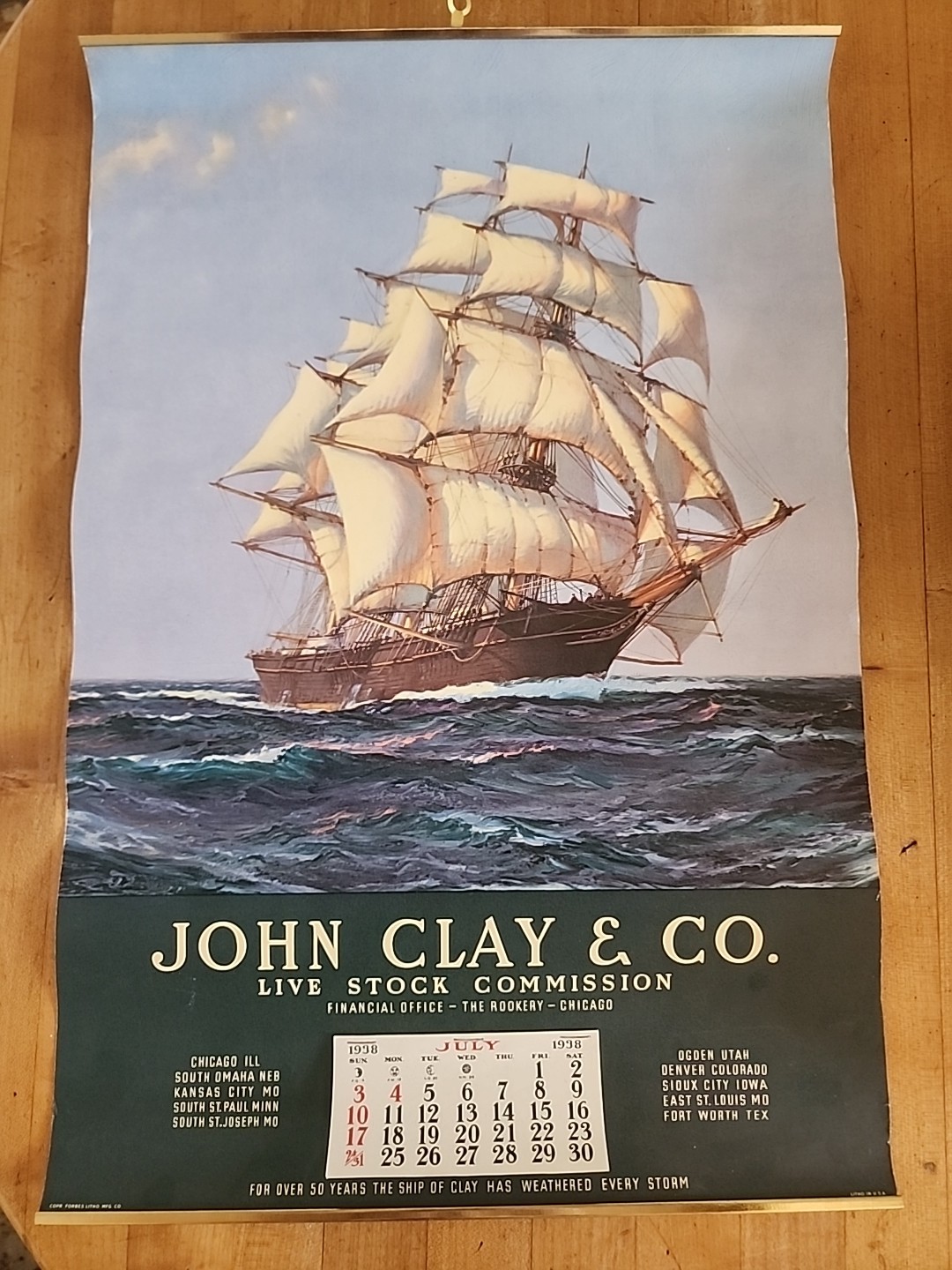 1938 John Clay & Co. Livestock Commission Company Advertising Calendar