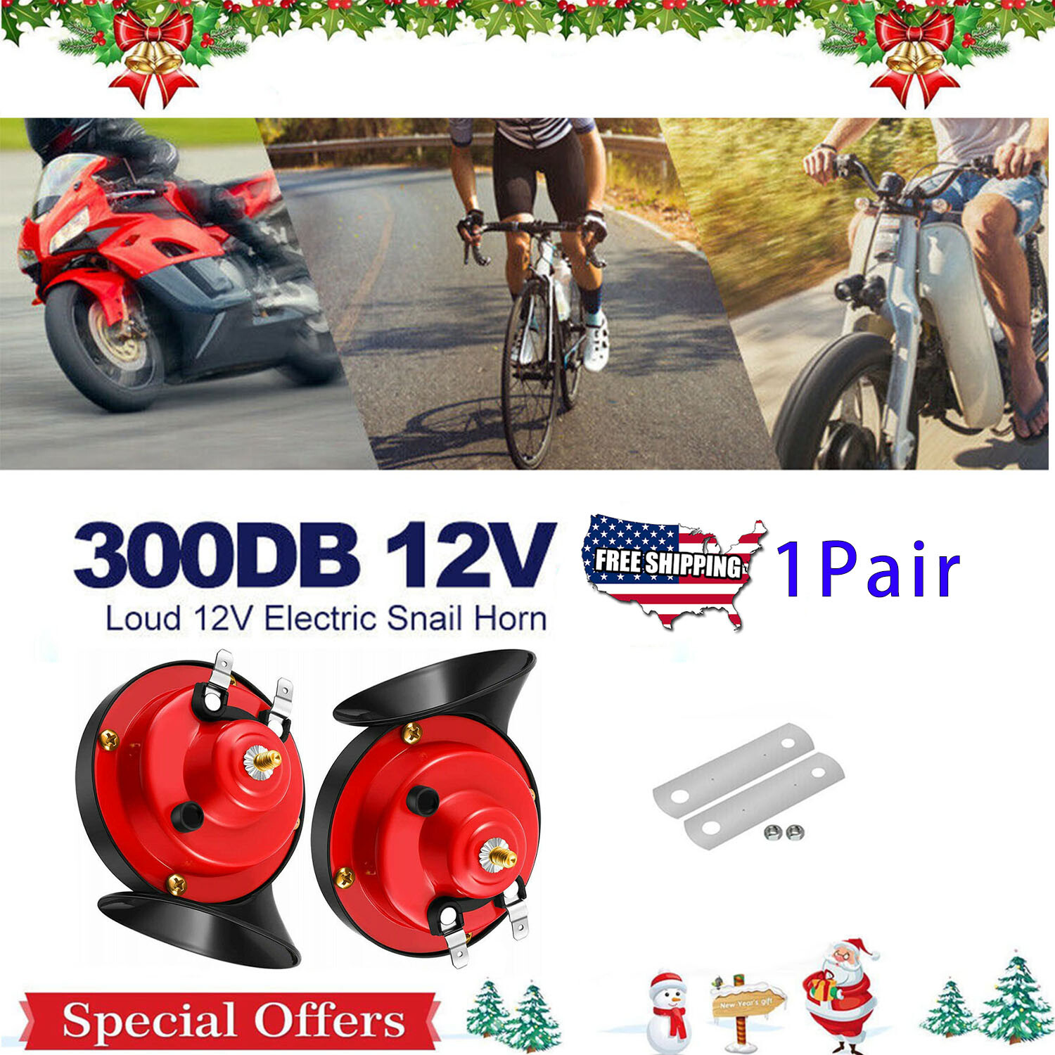 1Pair 12V high and low tone Super Loud Horn for family car bus 1Pair 12V high and low tone Super Loud Horn for family car bus