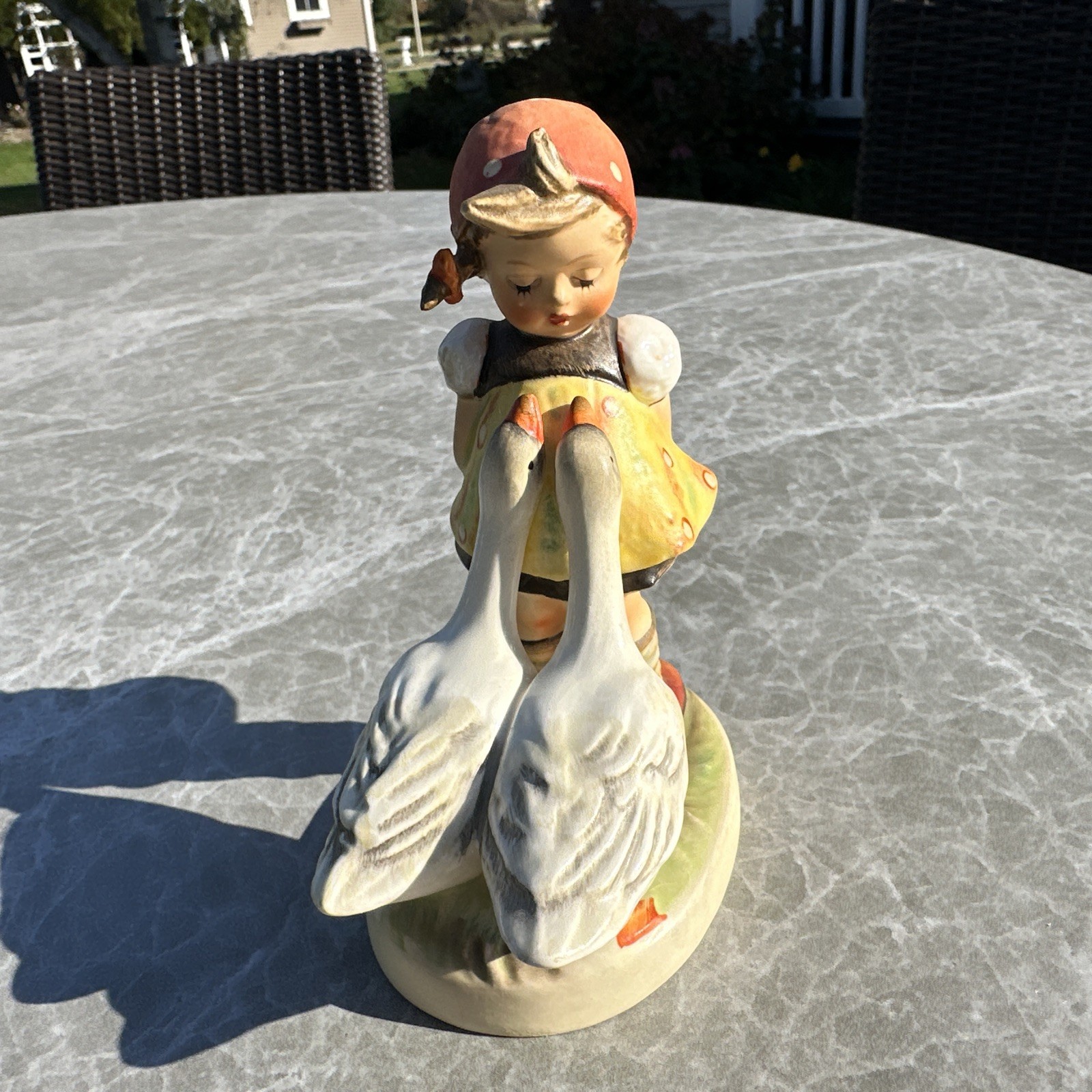 Vintage Goebel Hummel Figurine Goose Girl 1960’s W Germany Blue Mark Perfect