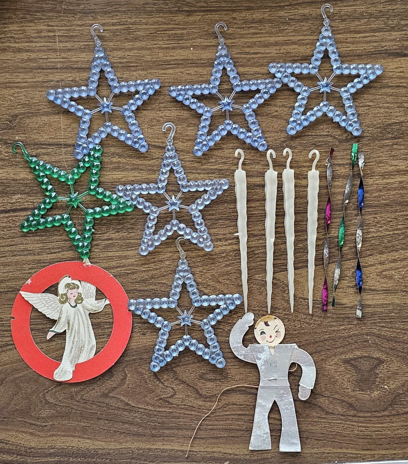 Mixed Lot Vintage 1940s \'50s Aluminum  Metal Shiny Cardboard Christmas Ornaments
