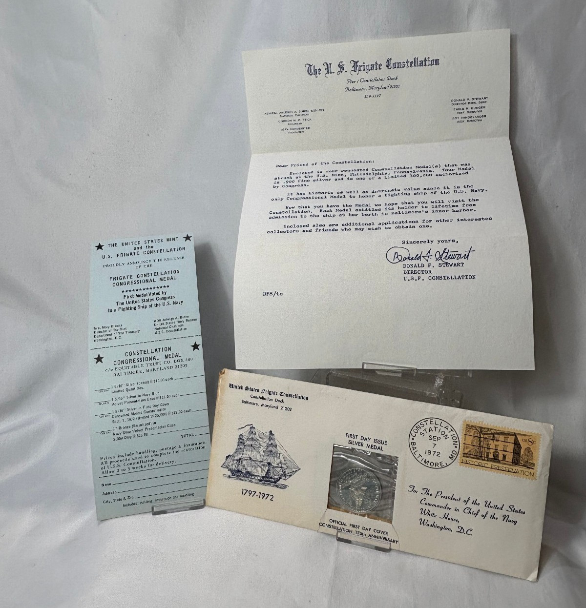 90% Silver US Frigate Constellation Coin First Day Cover Issue W/ Papers