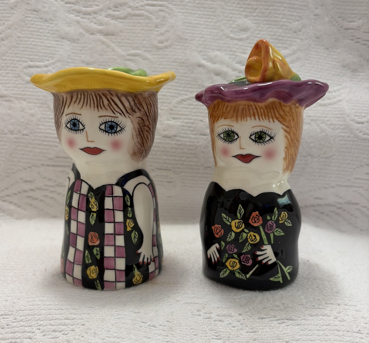 Susan Paley By Ganz Ceramic Michelle & Jane Salt & Pepper Shaker Beautiful