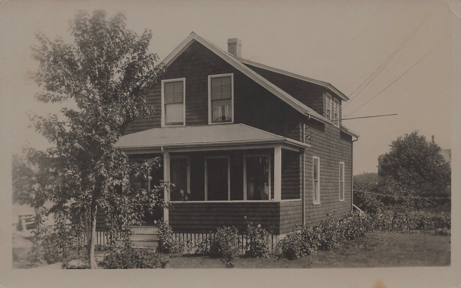 SMALL TWO STORY HOUSE WITH PORCH EXTERIOR REAL PHOTO POSTCARD 1910s RPPC
