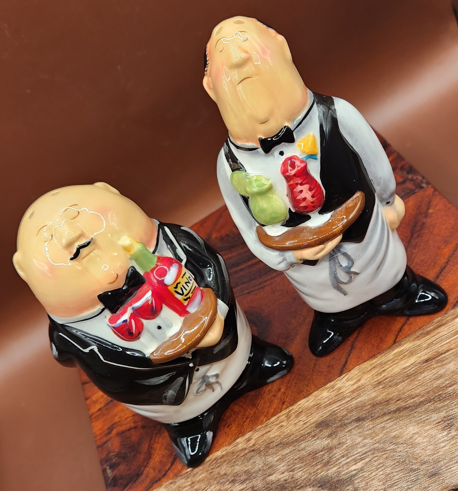 Vintage CIC Dinner Is Served Waiter Salt Pepper Shakers Flickinger VINO Pair