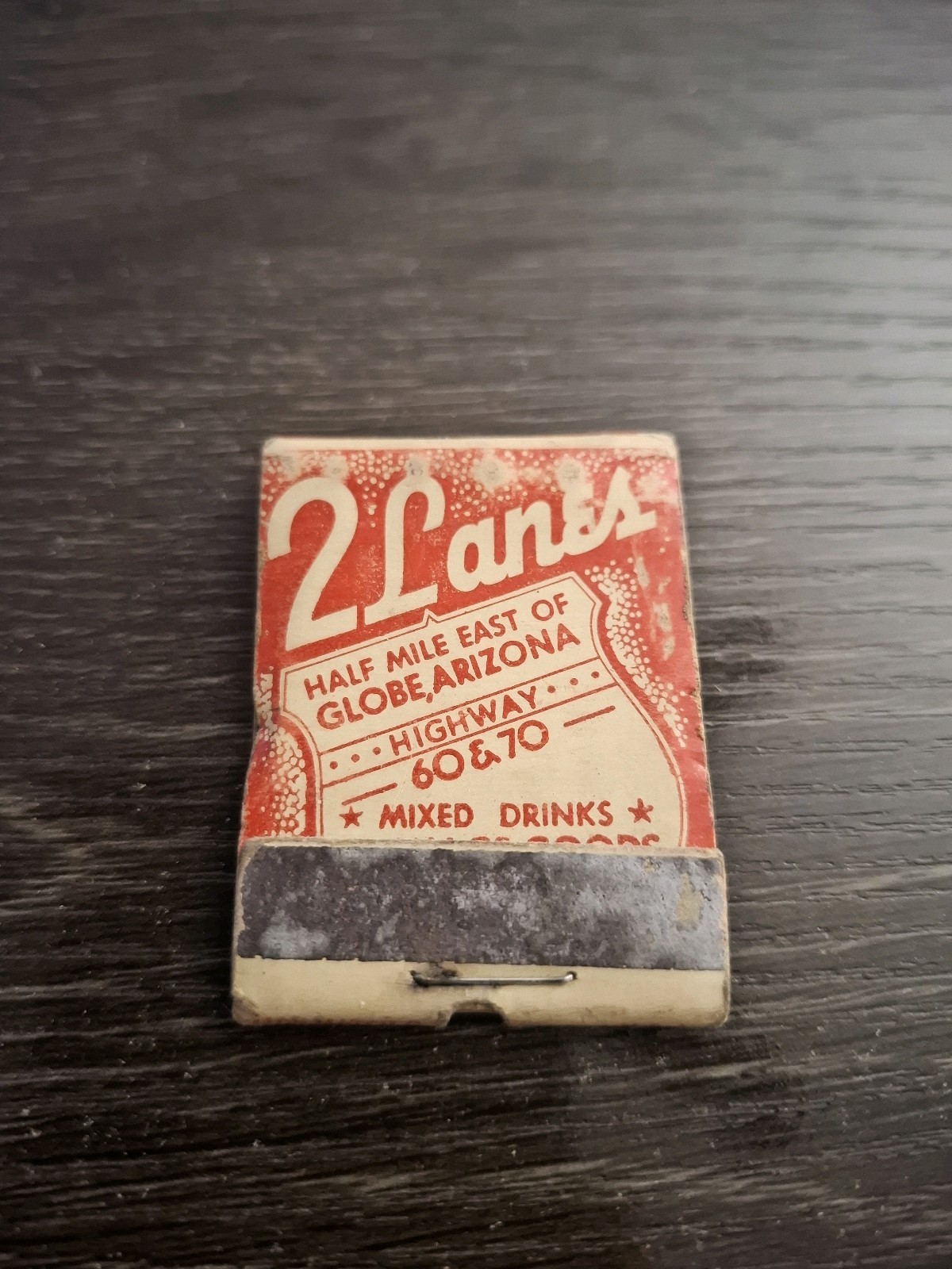 2 Lanes Globe Arizona Highway 60 70 Matchbook circa 1940s
