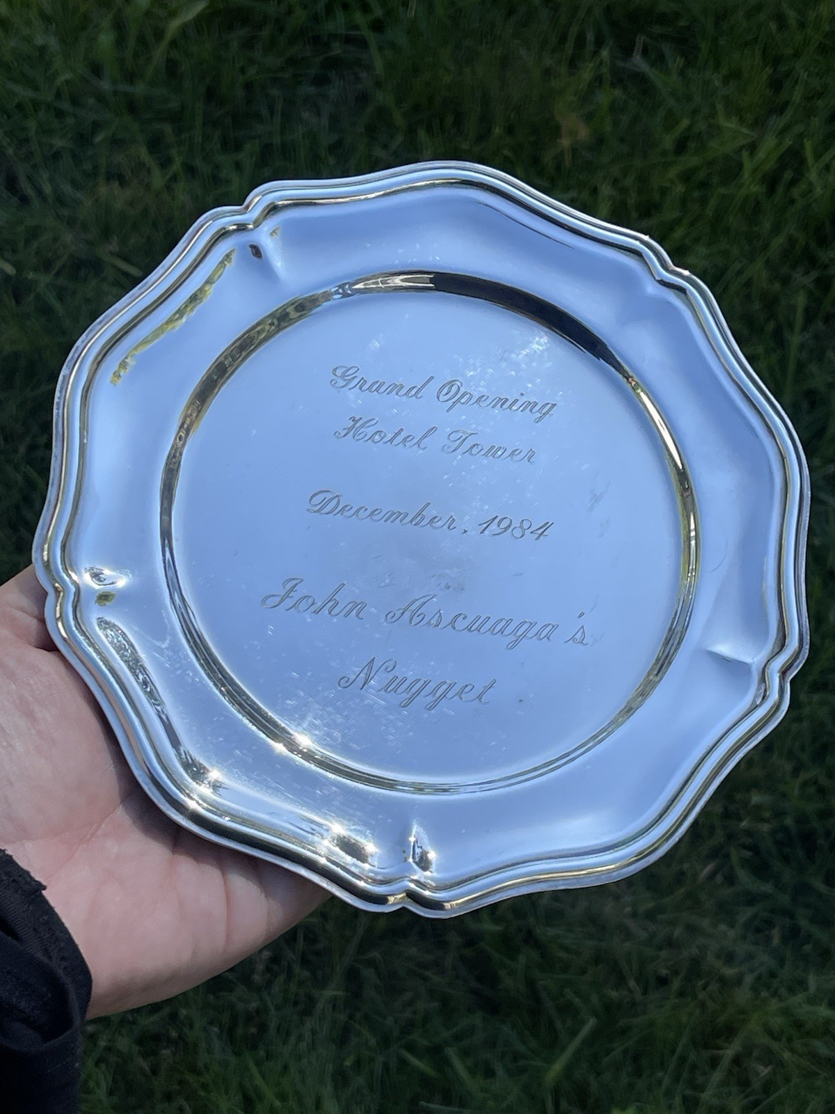 XRARE John Ascuaga\'s Nugget Casino Reno NV 1984 TOWER GRAND opening silver tray