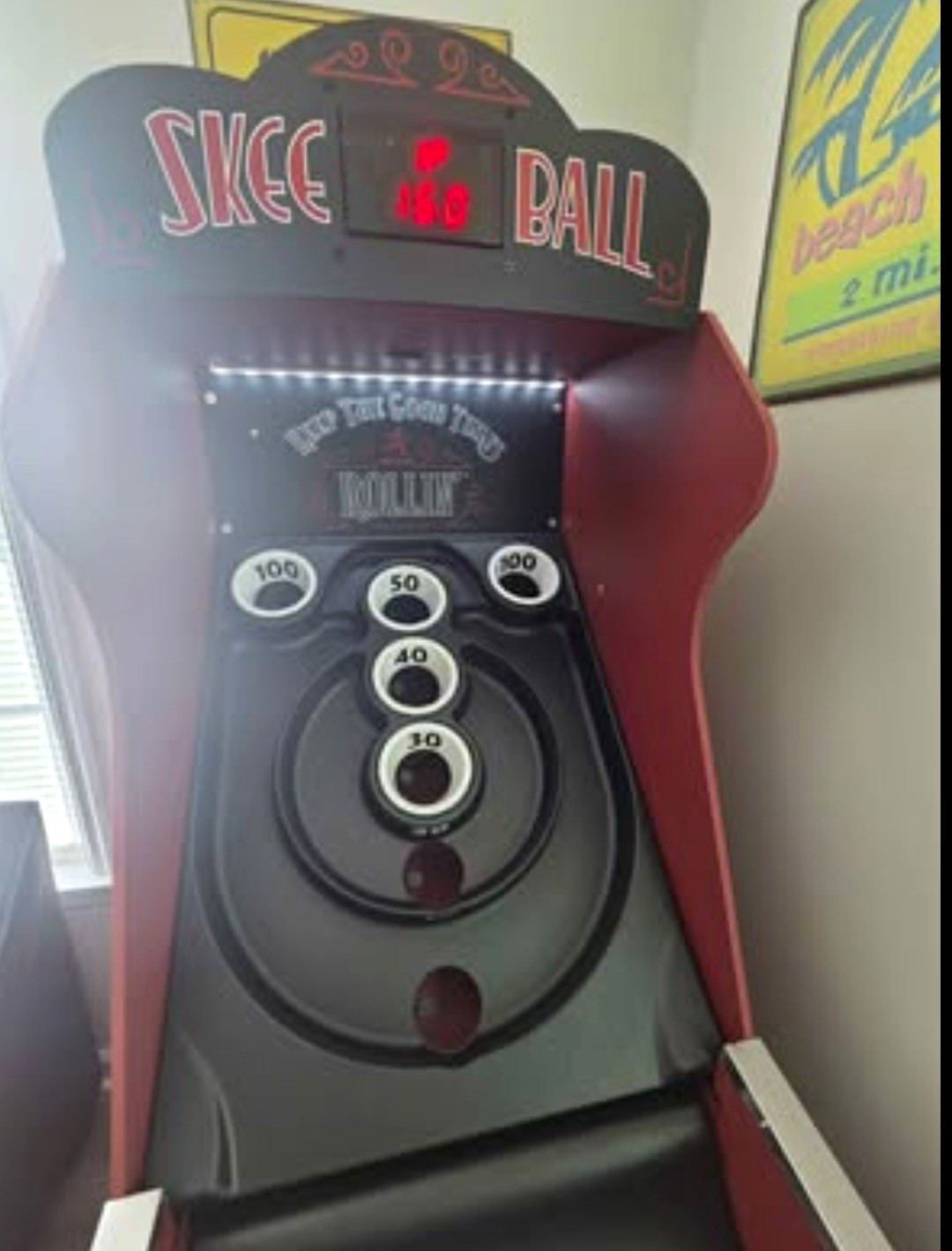 Skee Ball Machine Arcade Game Lane with Ball Return Keep The Good Times Rollin' Skee Ball Machine Arcade Game Lane with Ball Return Keep The Good Times Rollin'