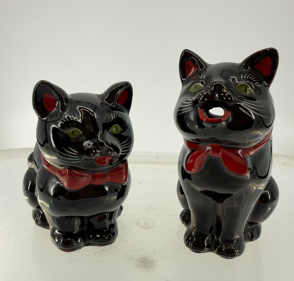 VTG Shafford Black Cat Creamer & Sugar Bowl Set Red Bow Japan Halloween 1950\'s VTG Shafford Black Cat Creamer & Sugar Bowl Set Red Bow Japan Halloween 1950\'s