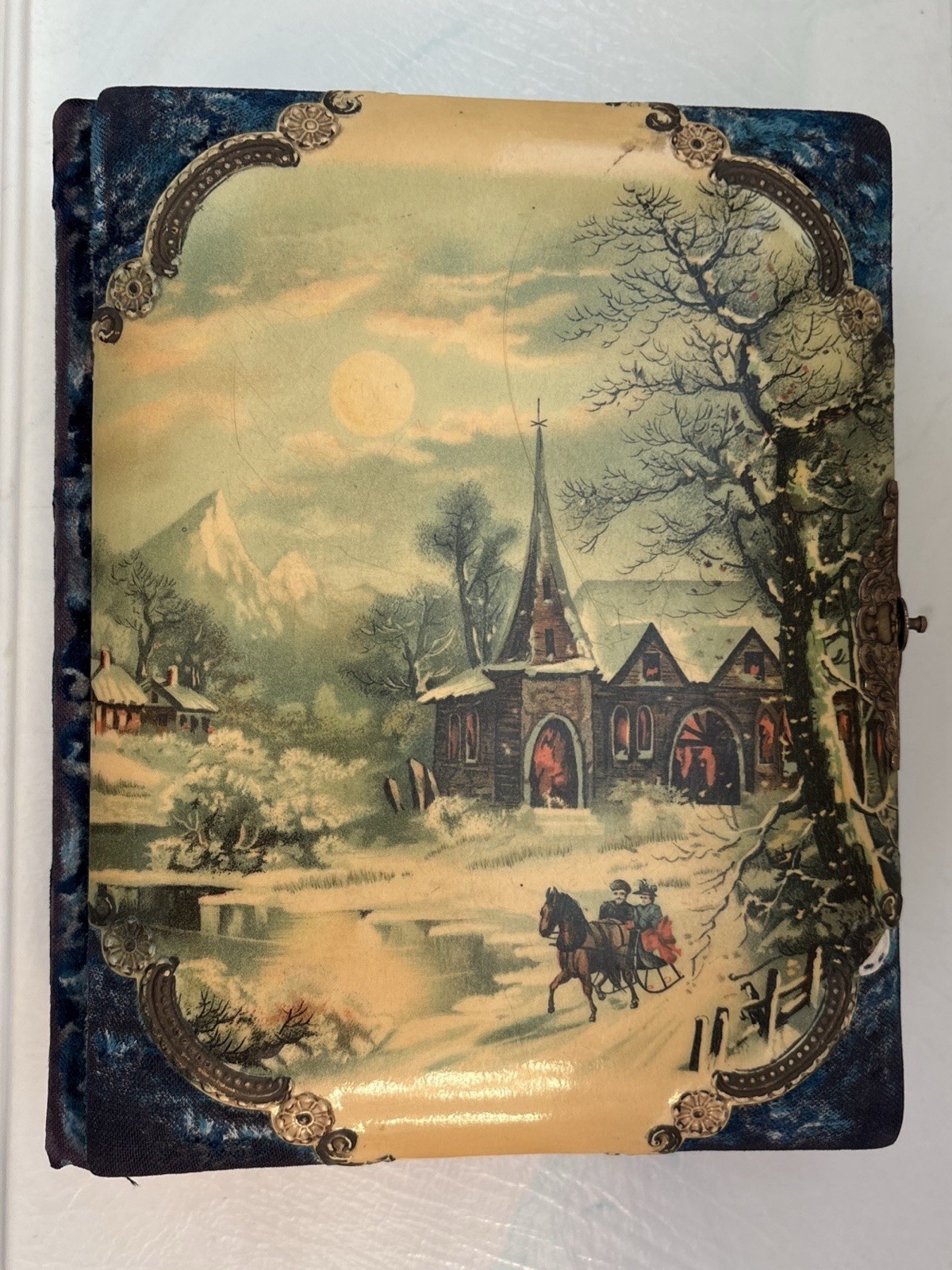Antique Victorian Celluloid and Velvet Photo Album w/ pictures & death announcem Antique Victorian Celluloid and Velvet Photo Album w/ pictures & death announcem