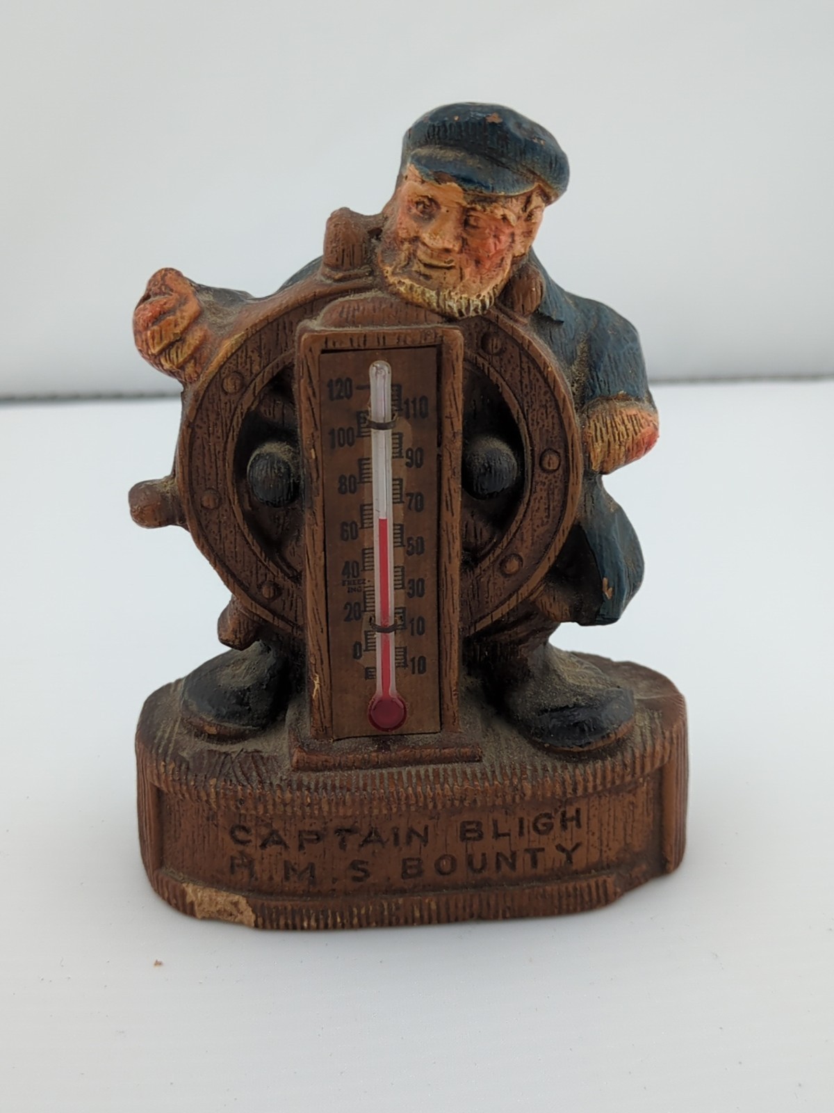 Thadco Ornawood CAPTAIN BLIGH H.M.S. BOUNTY Vintage Desk Thermometer Advertising Thadco Ornawood CAPTAIN BLIGH H.M.S. BOUNTY Vintage Desk Thermometer Advertising