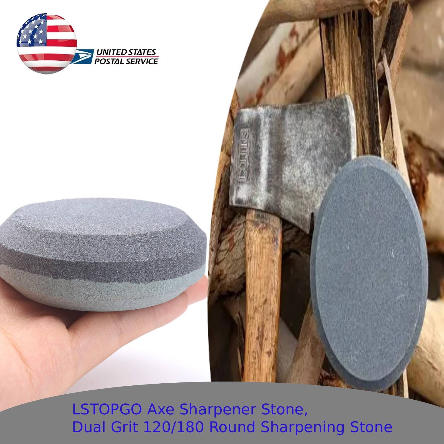 Dual Grit 120/180 Knife Sharpening Stone, Round for Axe & Blade Sharpener Hand T