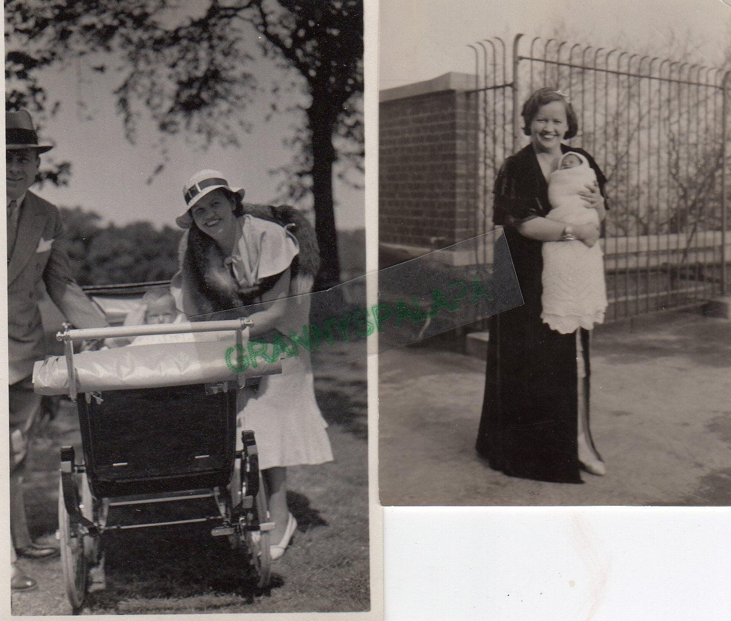 Antique B/W (2) Photo's - 1934 - HALFORD Family, Mother & Baby (Helen Finch & Antique B/W (2) Photo's - 1934 - HALFORD Family, Mother & Baby (Helen Finch &