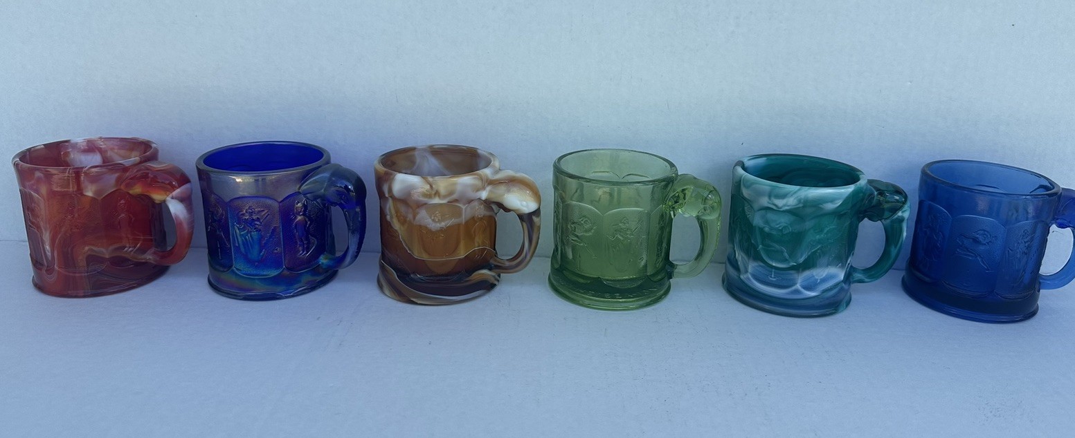 Vtg.Imperial STORYBOOK Nursery Rhyme Elephant Handle Children’s Mugs-6-glassware Vtg.Imperial STORYBOOK Nursery Rhyme Elephant Handle Children’s Mugs-6-glassware