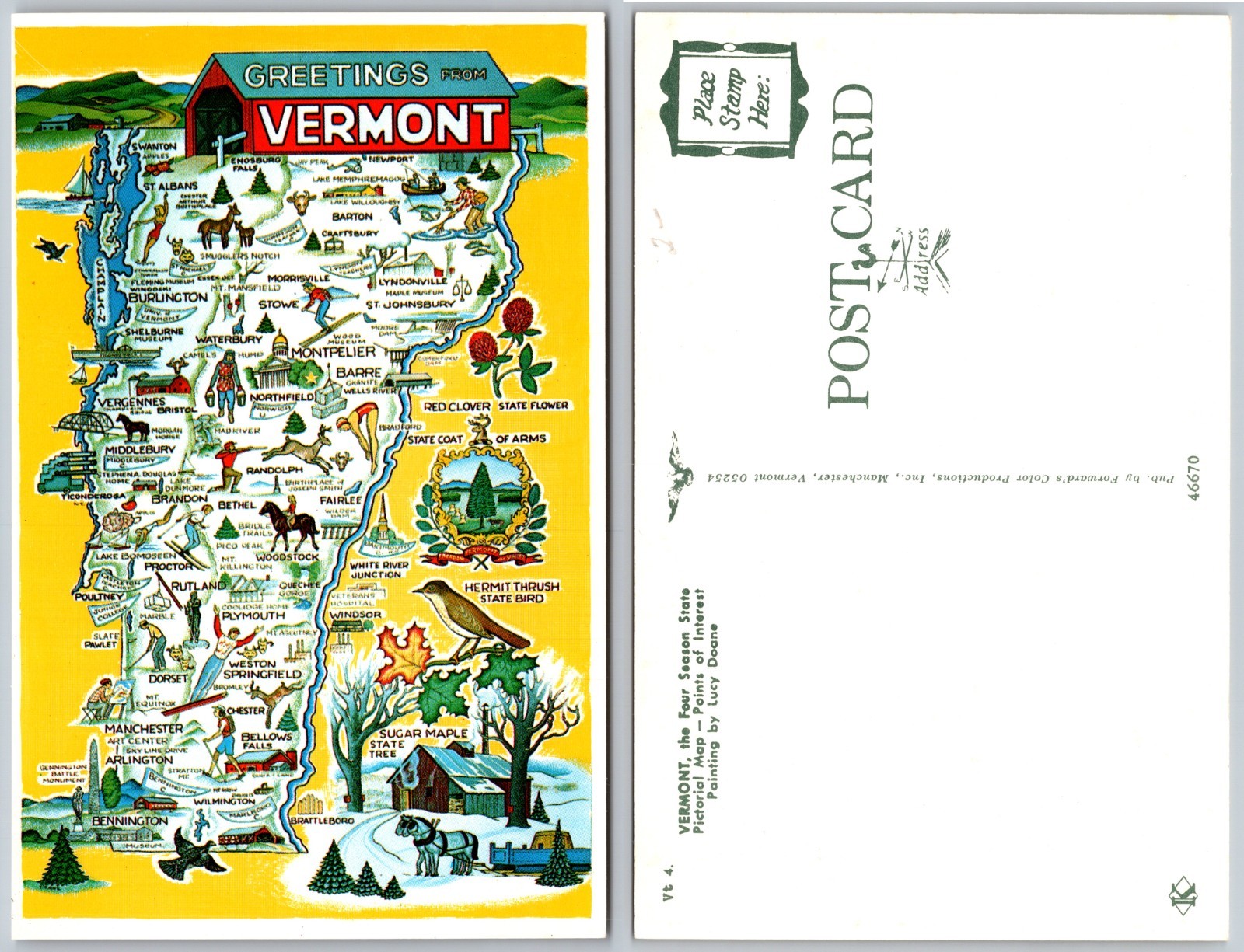 Vermont Map Postcard