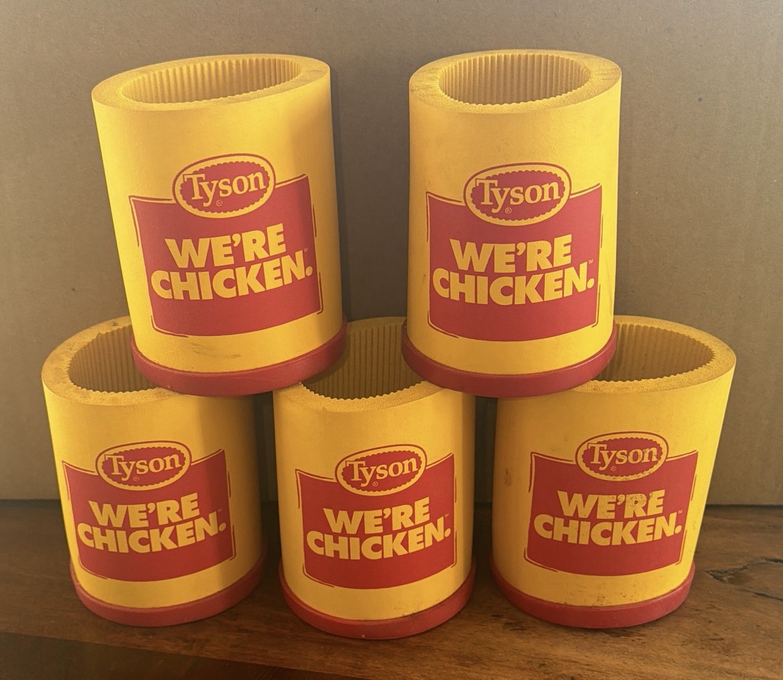Vintage Tyson We’re Chicken Koozie Soda Can Holder Beer foam Koozie Lot Of 5