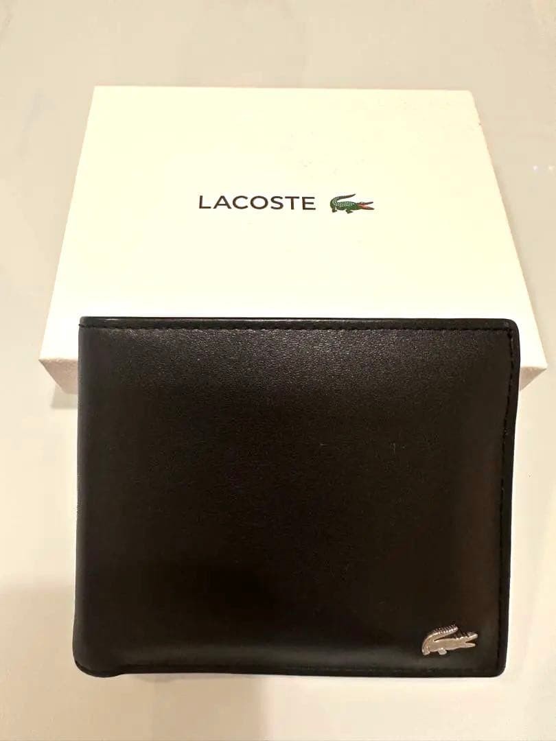 Lacoste Bi-Fold Wallet Black Men Rare French Model Limited Edition VHTF pre-owne