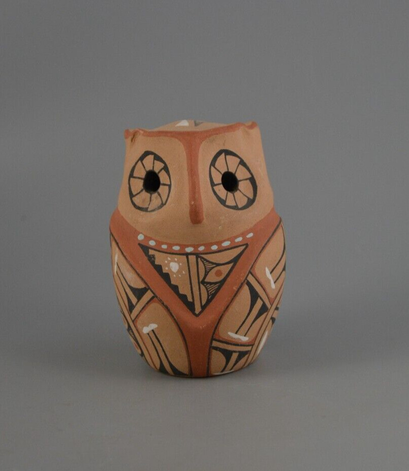Vintage Jemez Pueblo Squash Blossom Owl Owlet - P. Chinana - Delightful