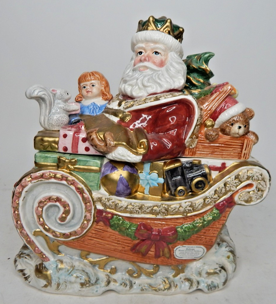 Vintage 1995 Santas Sleigh Cookie Jar Omnibus Ceramic Fotz and Floyd Vintage 1995 Santas Sleigh Cookie Jar Omnibus Ceramic Fotz and Floyd