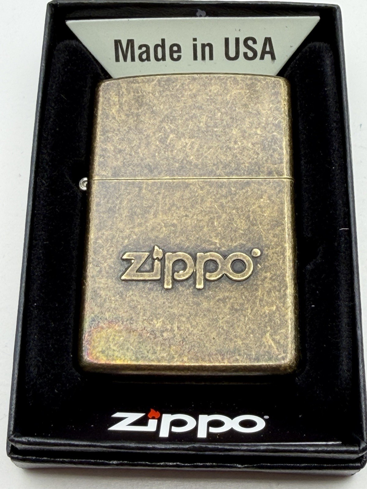Embossed Zippo Stamp Antique Brass Zippo Lighter New 28994 Embossed Zippo Stamp Antique Brass Zippo Lighter New 28994