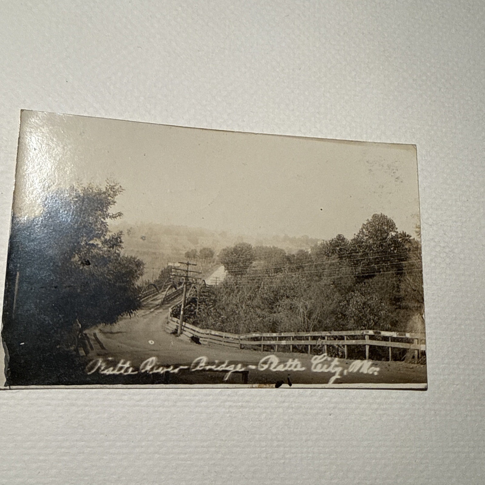 Vintage Rppc Real Photo Platte River Bridge Platte City MO Democrat Rally