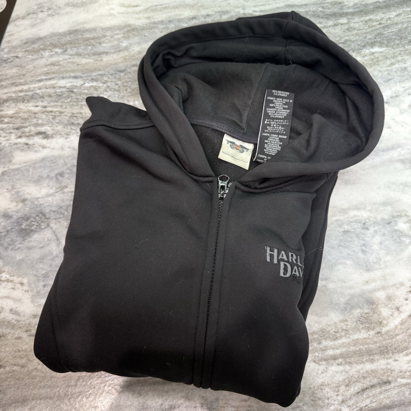 Harley Davidson Womens Hoodie 1W (18-20) Full Zip Embroidered  Logo Black EUC